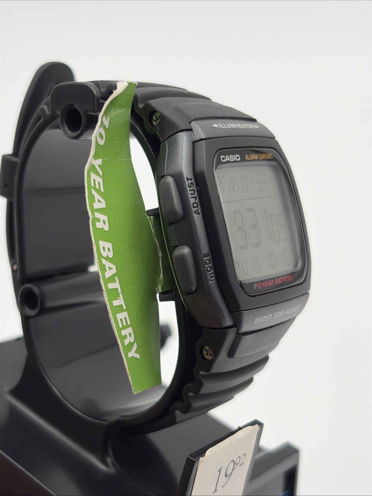 Casio Digital Watch Illuminator LED Light Afterglow 50m W96H-1BVWT Black