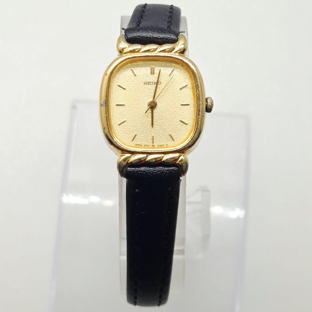 SEIKO 2P21-5340 Gold Oval Case, New Strap, New Battery