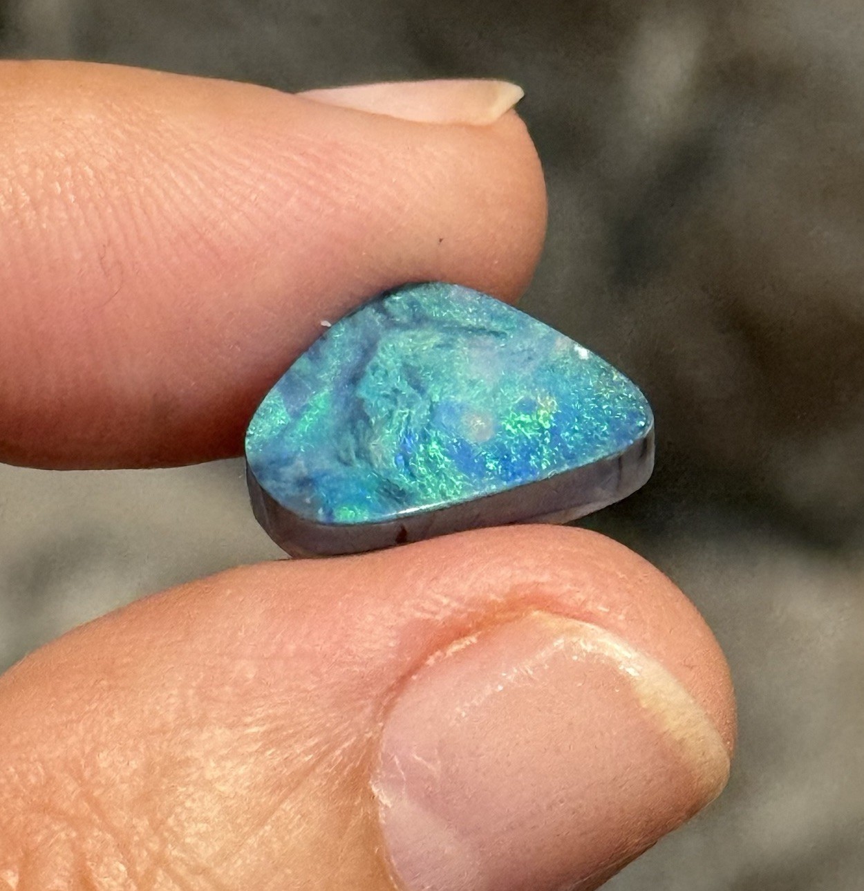 4.2ct 14.5×10.5×3.7mm Fine Teal Blue Green Australian Doublet Opal Cabochon Gem