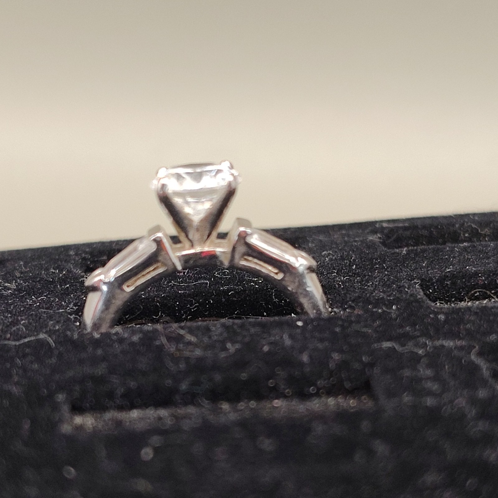 Signed Sterling Round CZ Square Engagement Ring. Size 7, 4.1 Gram