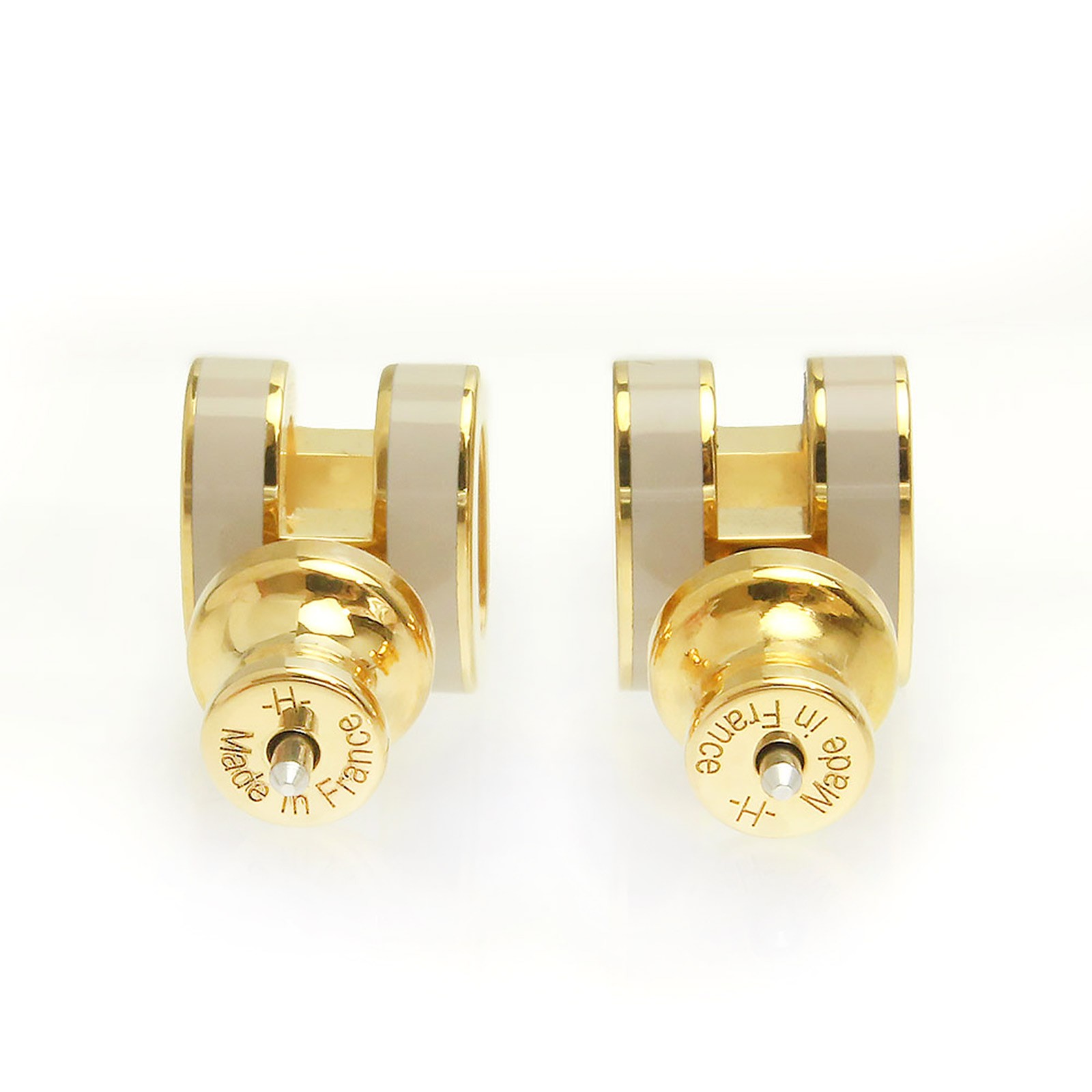 HERMES Pop H Mini Pop H lacquered metal, Marron Glace & Earrings