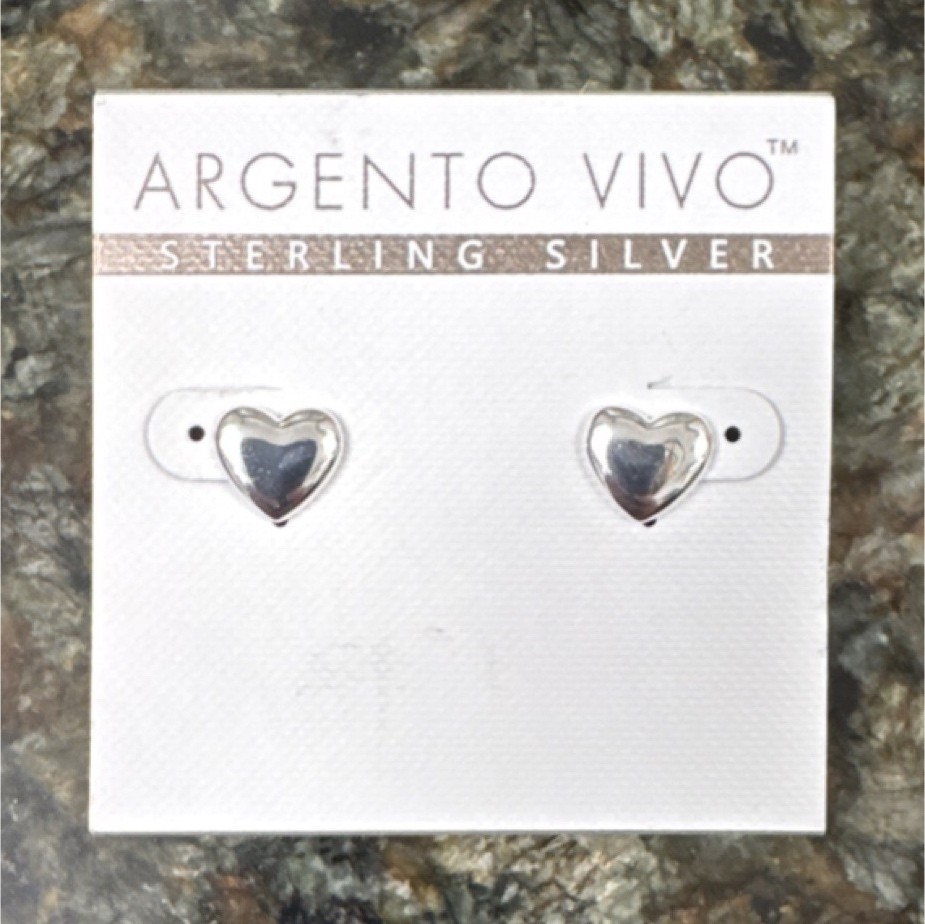 Argento Vivo 925 Sterling Silver Heart Stud Earrings ($50)