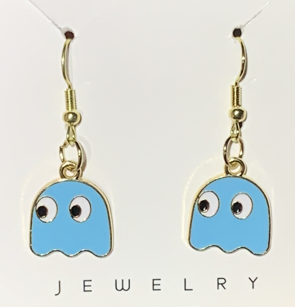 Gold Ghost From Pac-Man & Ghost Drop Dangle Earrings!!