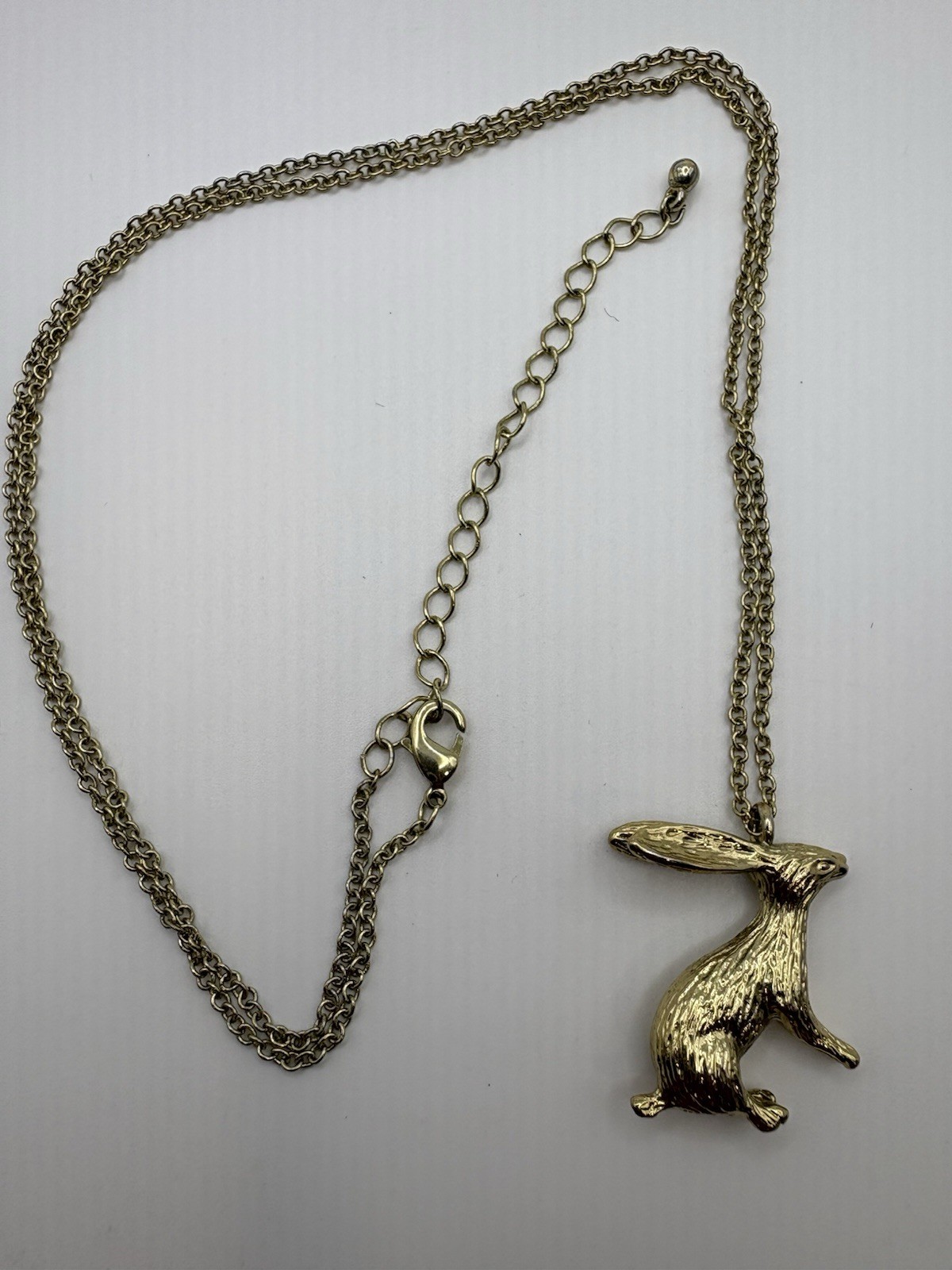 Antique Golden 17.2 x 2.8 In Bunny Rabbit Necklace (J106)