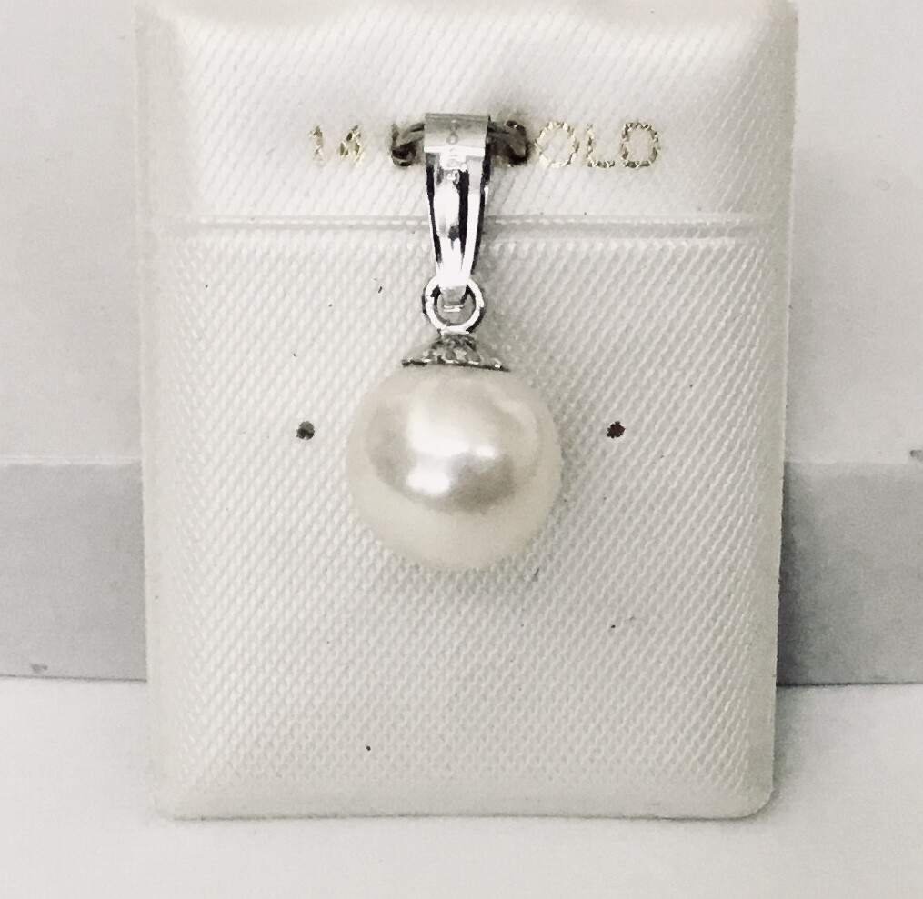 Solid 14K White / Yellow Gold 8 – 9 mm Genuine Akoya Cultured Pearl Pendants NEW
