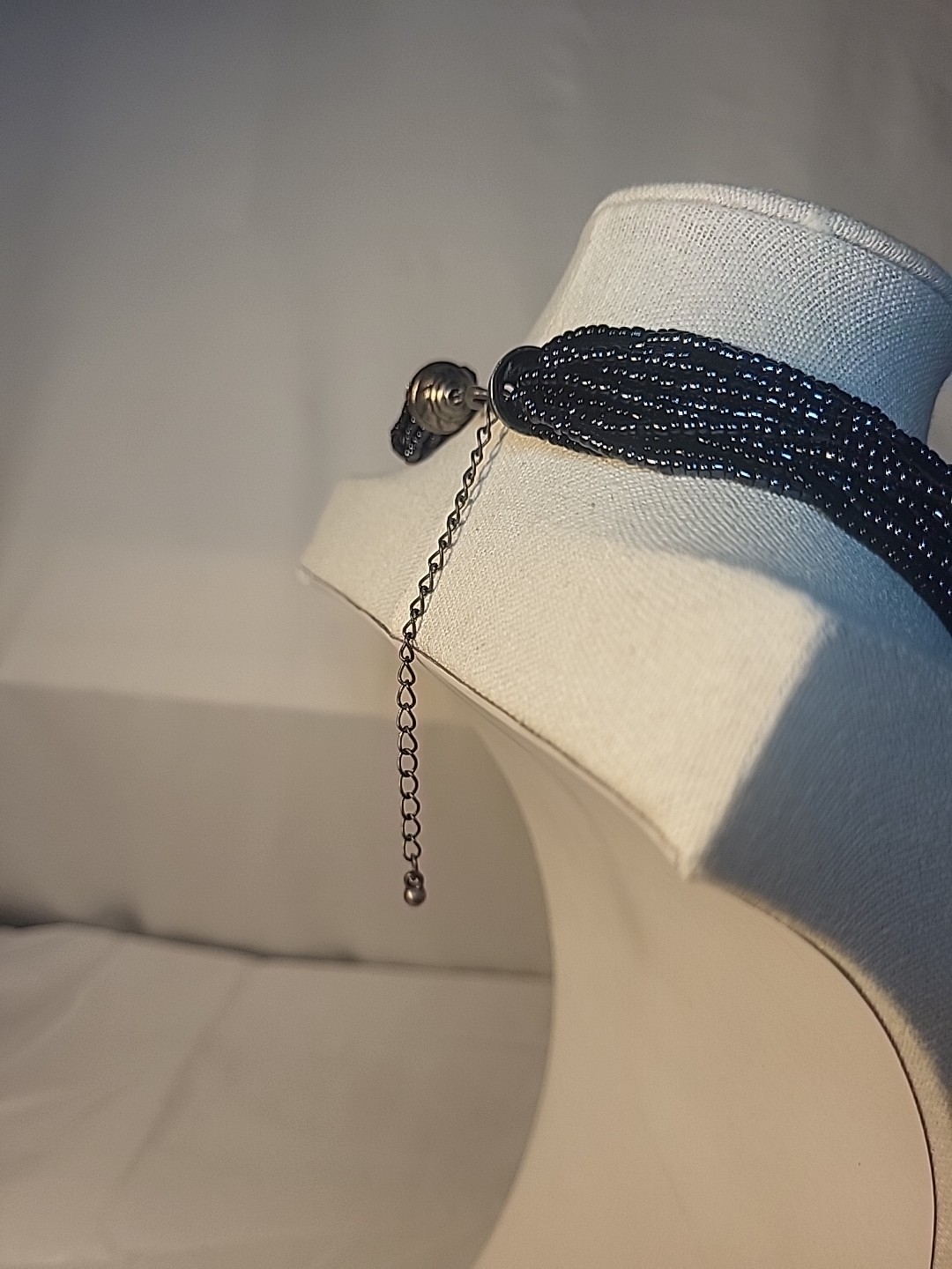 Multiple Strand Seed Bead Necklace Charcoal 16″