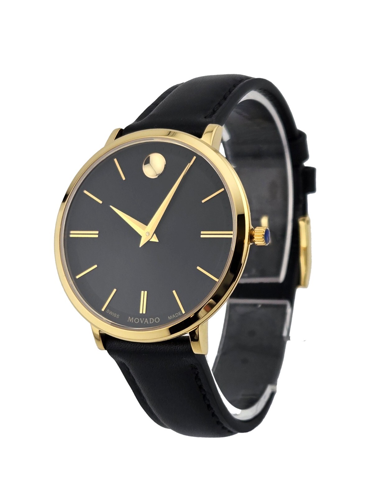 Movado Ultra Slim 0607091 Black Dial Leather Strap Women’s Watch