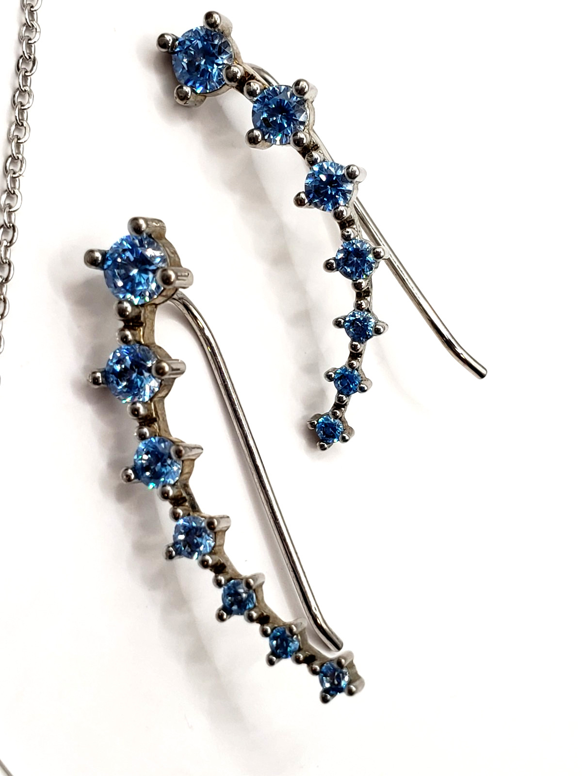 925 Sterling Silver Heaven Angel Wings Blue Arch Necklace & Earrings