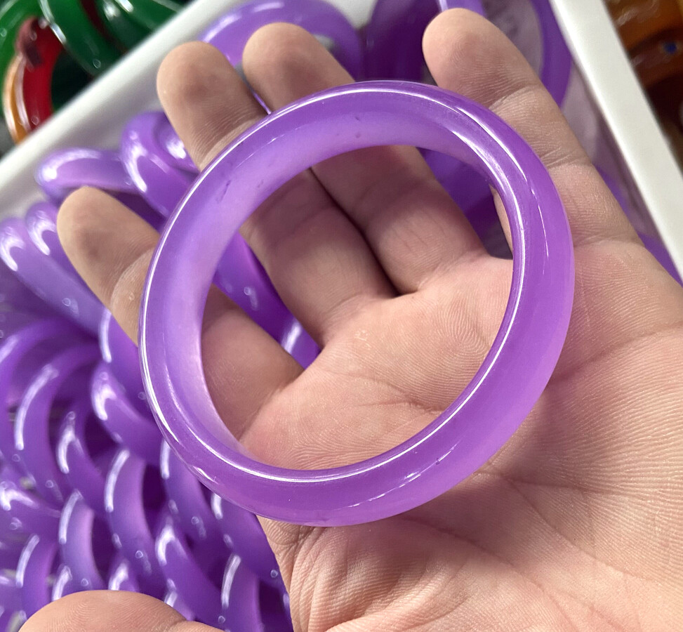 Real Natural 56-68mm Violet Alexandrite Jade Gemstone Bracelet Bangle Free Box