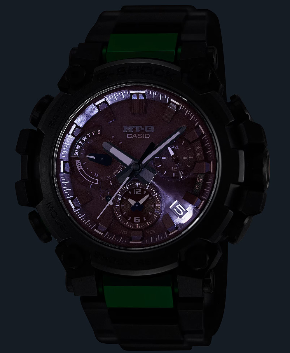 New Casio G-SHOCK MT-G Black Green Tough Solar Bluetooth Watch MTGB3000BD12 A.D.