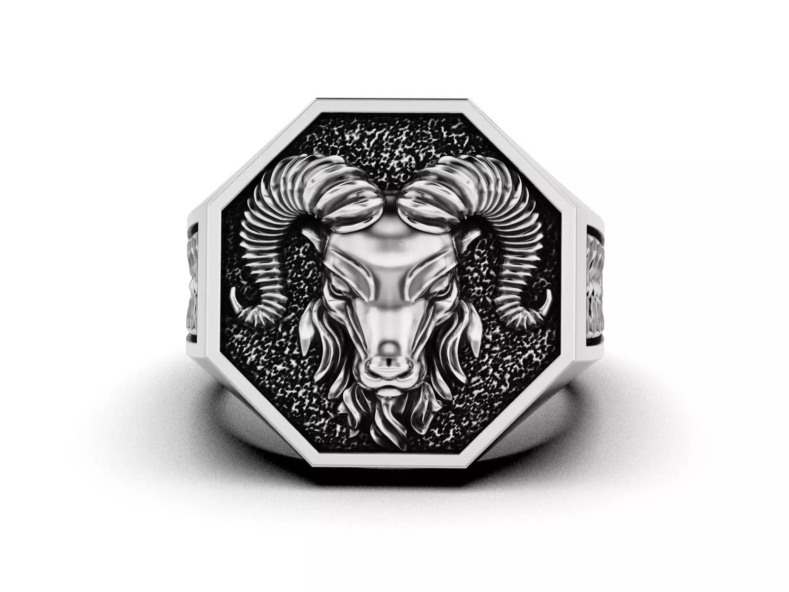 Oxidized Men’s Powerful Ram Head Gothic Punk 925 Sterling Silver Statement Rings