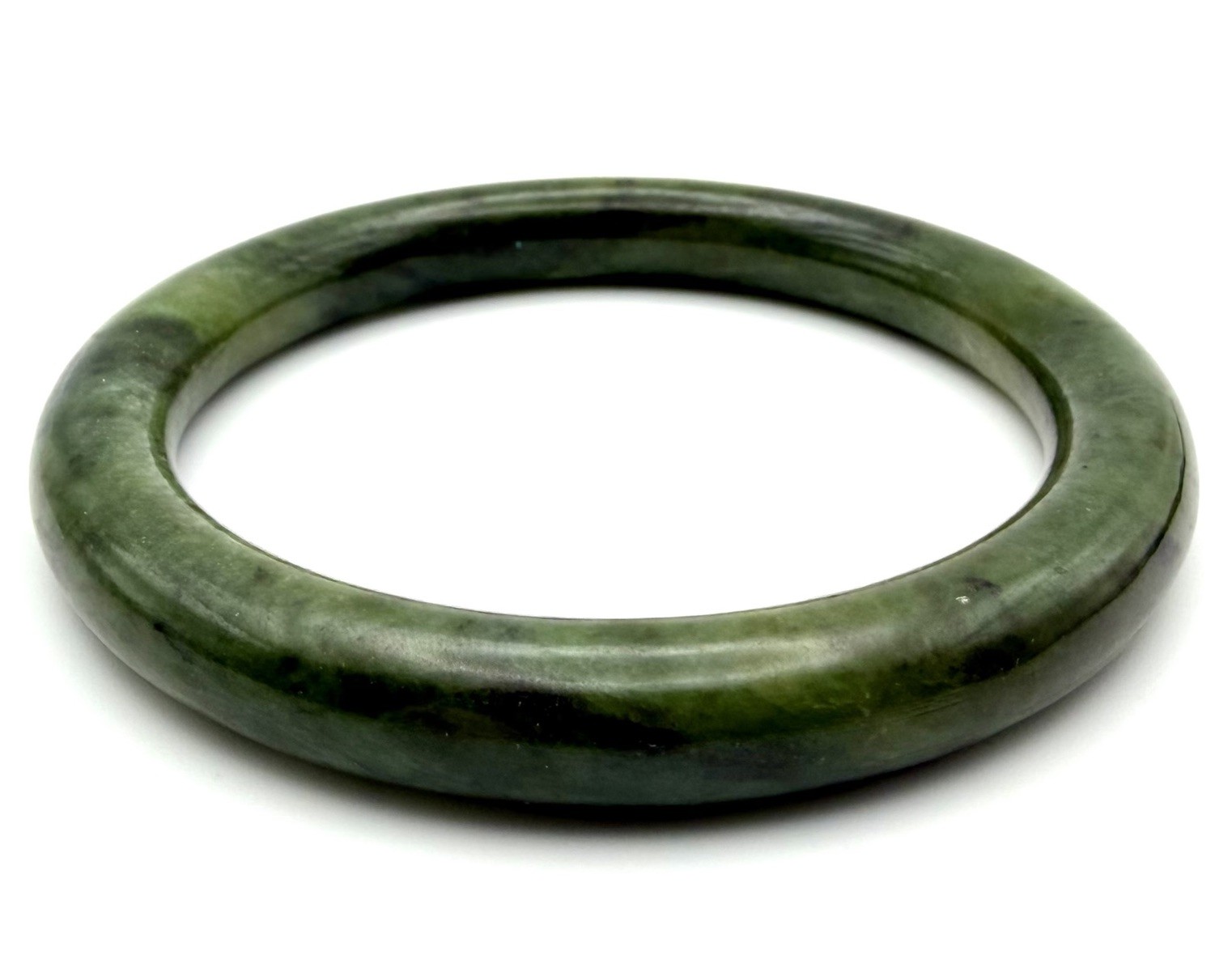 Vintage Natural Jade Bangle Bracelet Dark Green Presidium Tested 49g Size 7.25