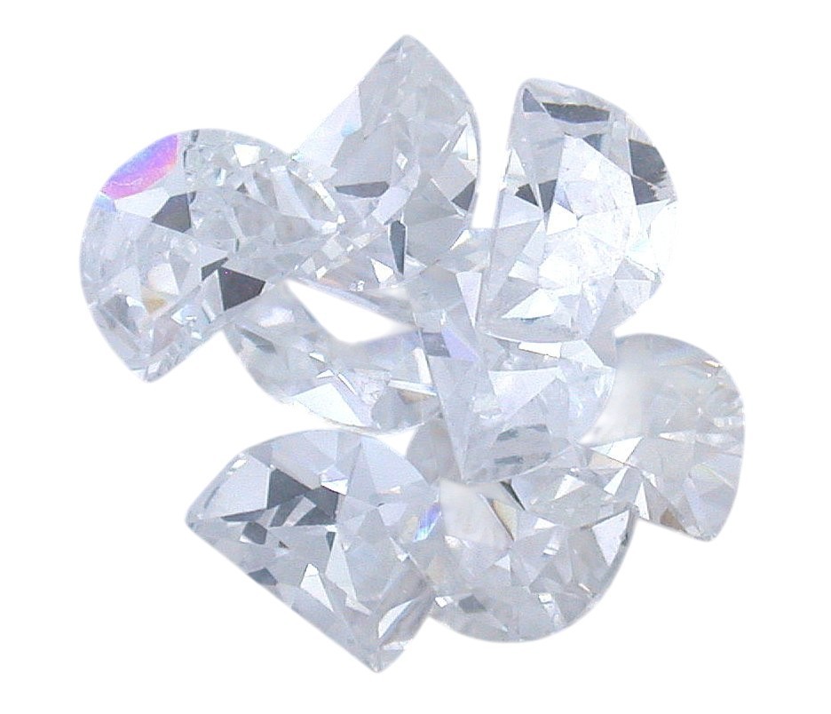 Ten 7×5 Half Crescent Moon White CZ Cubic Zirconia Gem CLOSEOUT EBS9552/121325