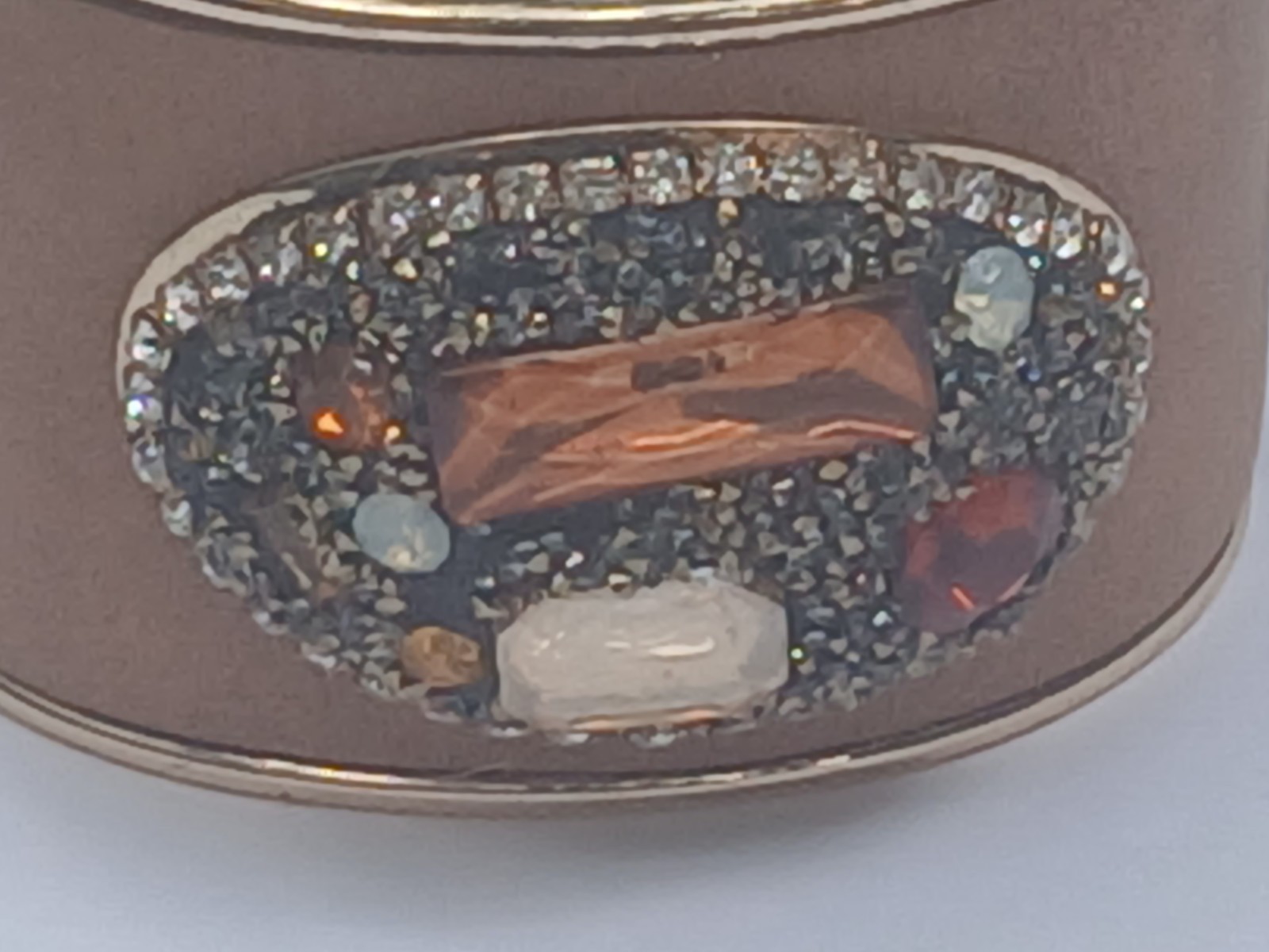 Vintage Cuff Bracelet Gold Tone Rhinestone Mixed Stone Velvet 6.5″ Stunning