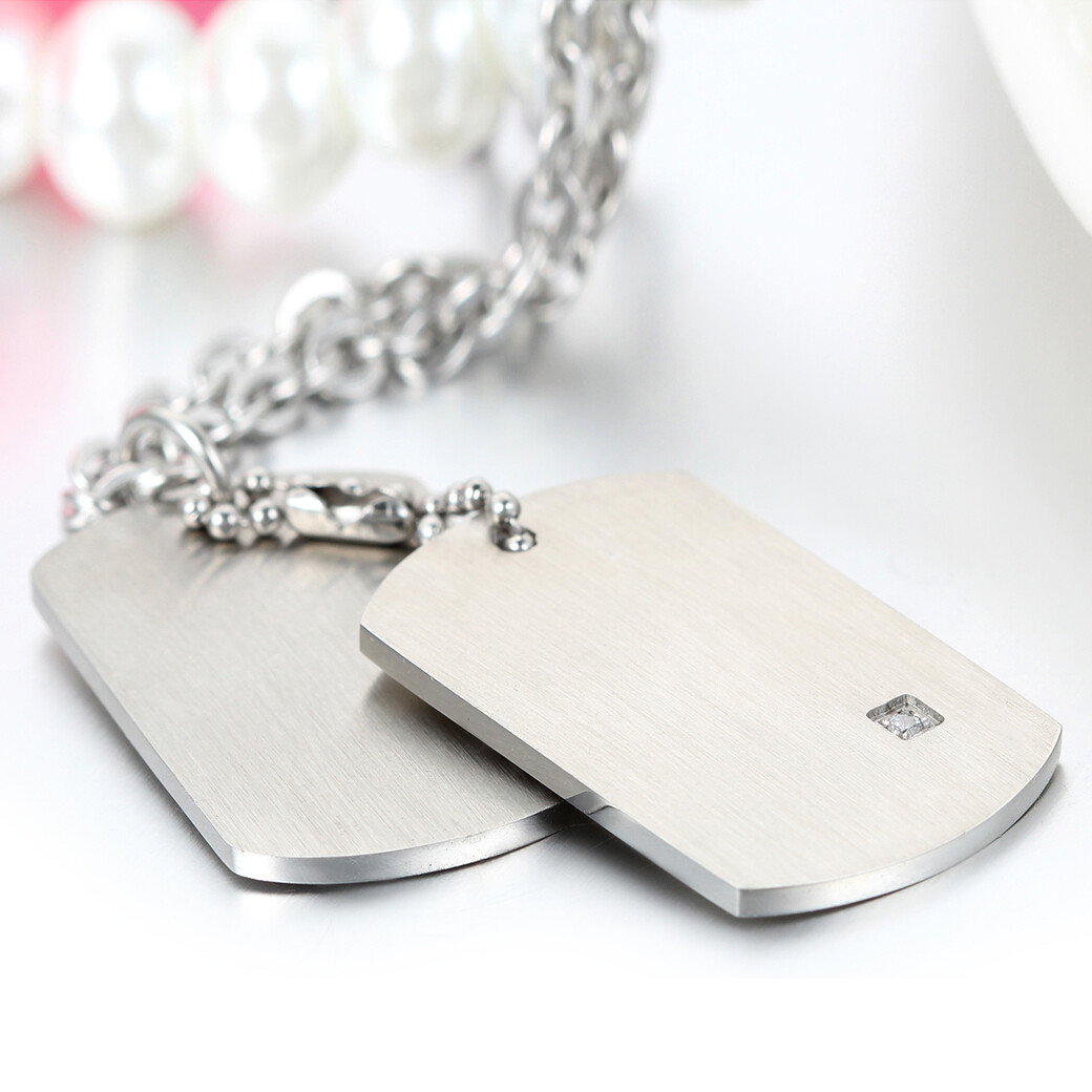 Stainless Steel Military Army Dog Tags Men Pendant Necklace with Free Engraving