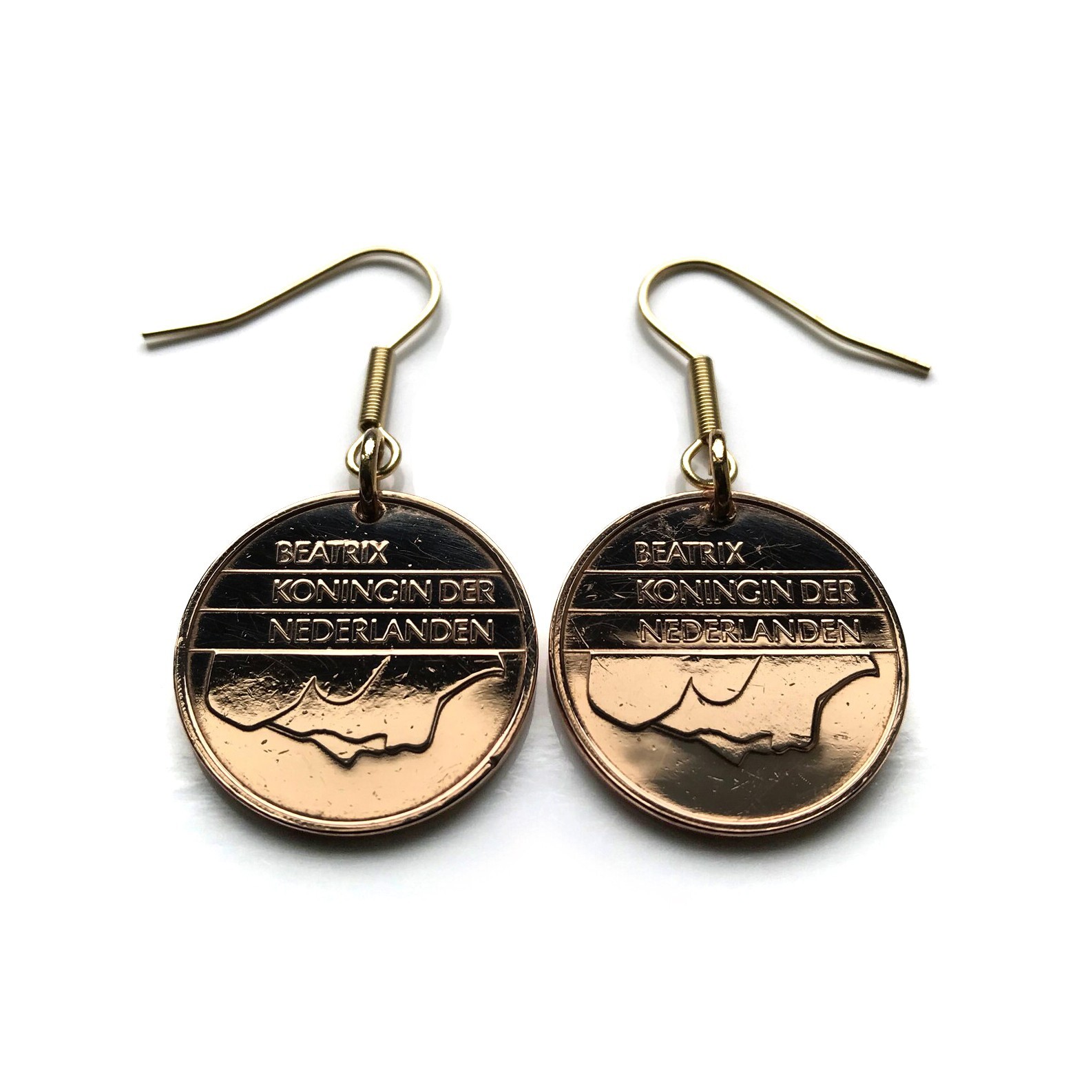 Netherlands Nederland 5 Cent coin earrings Dutch Queen Beatrix Amsterdam e000240