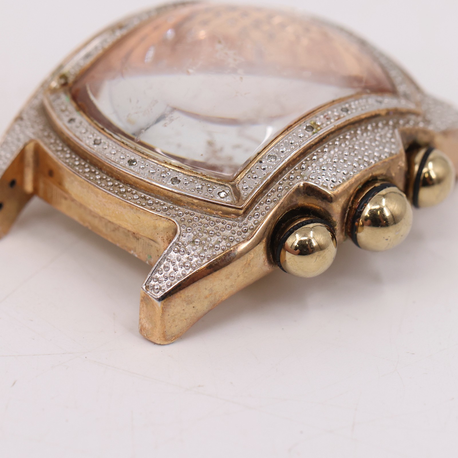 Techno Master TM 2063 Diamond Chronograph Watch Case Gold Tone 1.75″