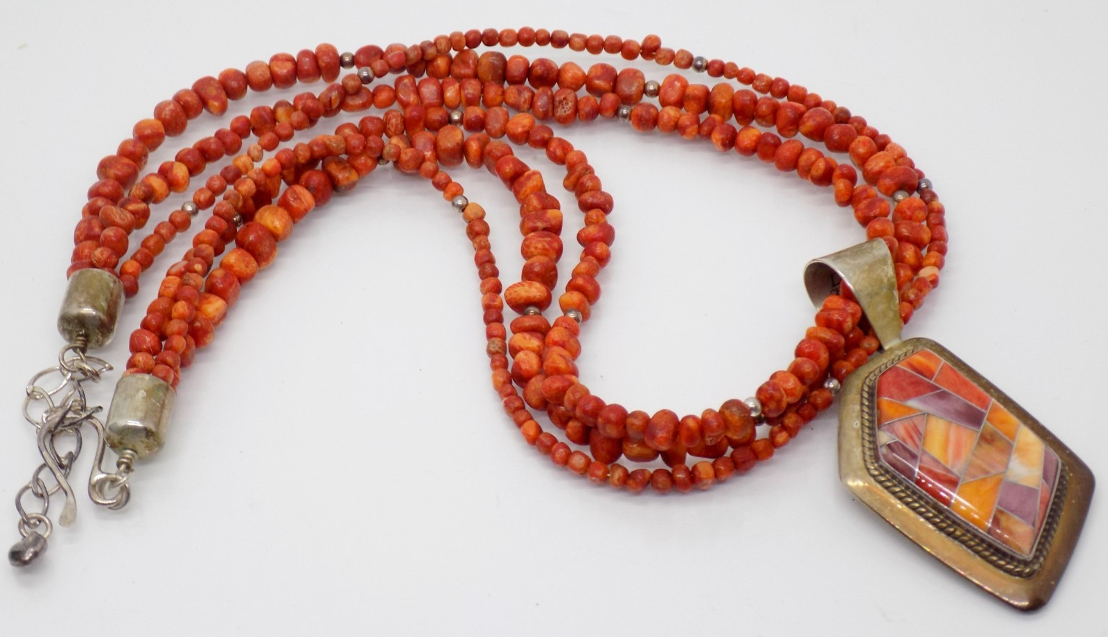 DTR Desert Rose Trading Mine Finds By Jay King Sterling Spiny Oyster Necklace
