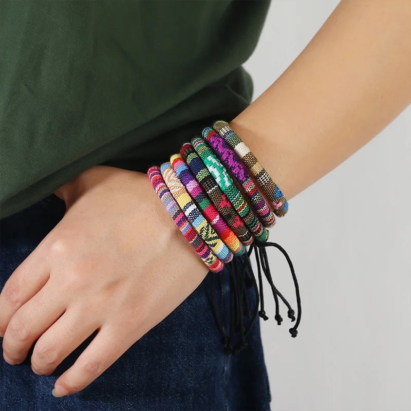 12 Pieces Bohemian Surfer Bracelet Set for Men Women Beach Braided Bracelets Han
