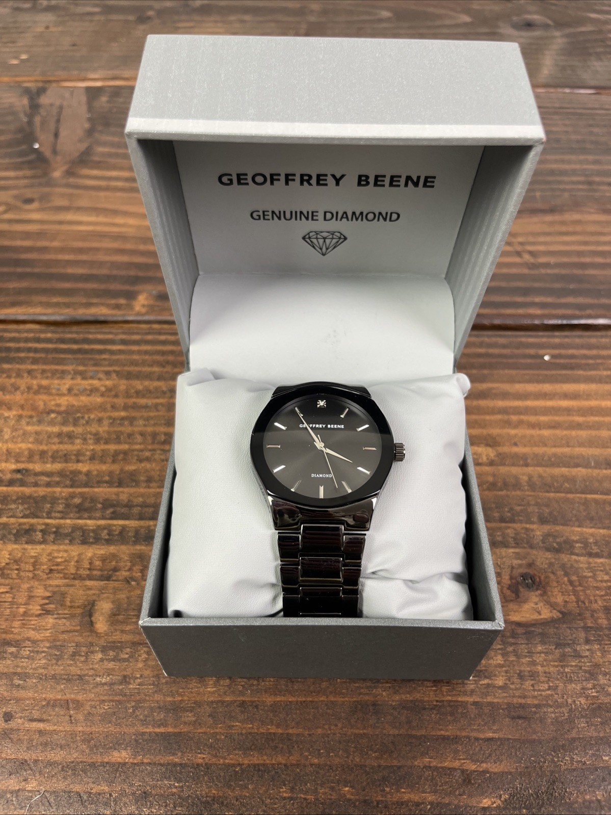 Geoffrey Beene Men’s Genuine Diamond Bracelet Watch, 41mm – 0.001ct.