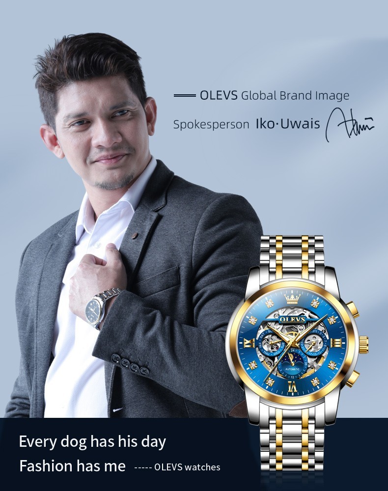 OLEVS 6721 Hollow Multifunction Dial Fashion Men Automatic Mechanical Wristwatch