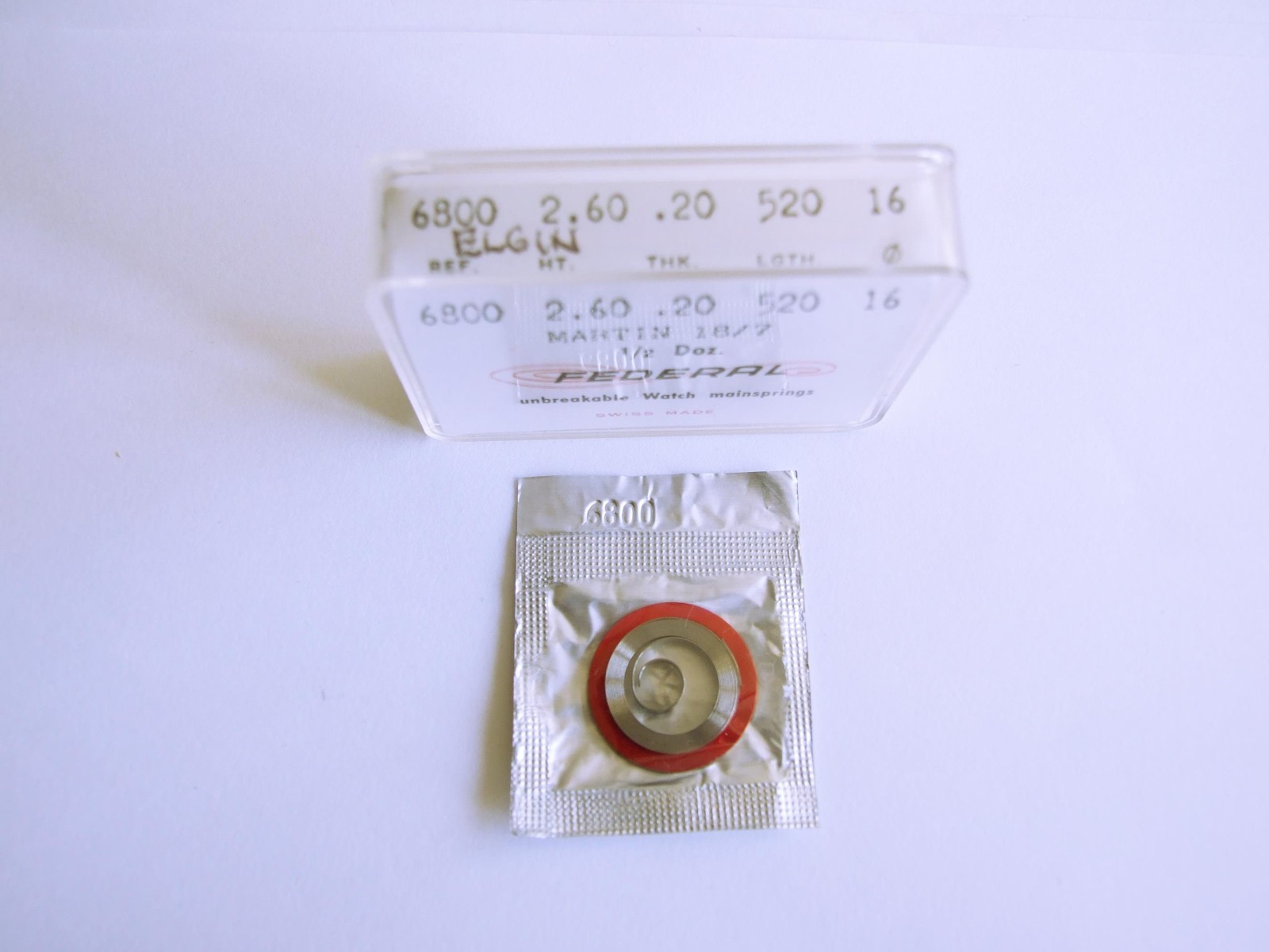 Elgin pocket watch mainspring 2.60 x .20 x 520 x 16. Ref. 6800. New old stock