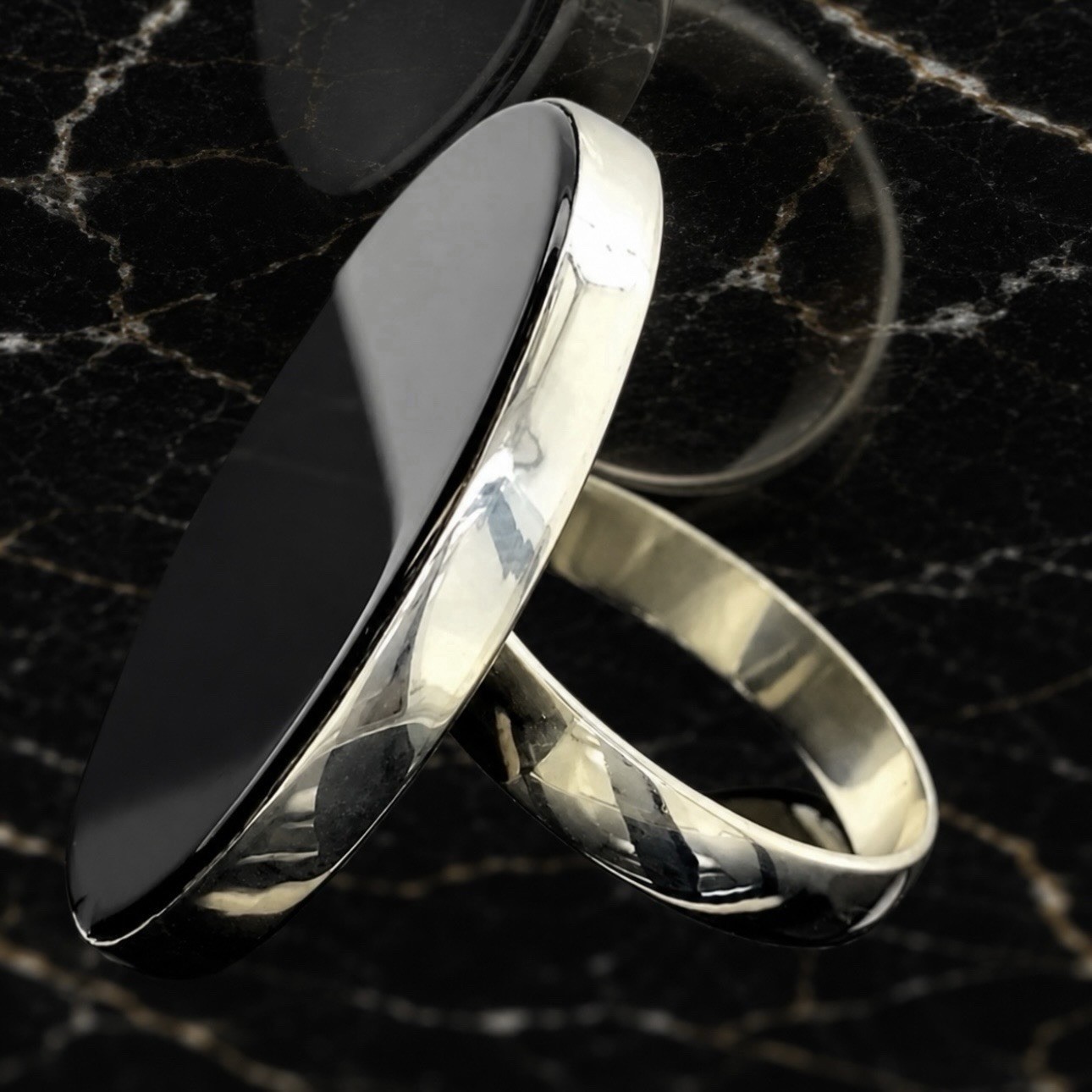 8 8.5 9 Handmade Ring Black Onyx Gem Solid 925 Sterling Silver Gemstone Fine Art