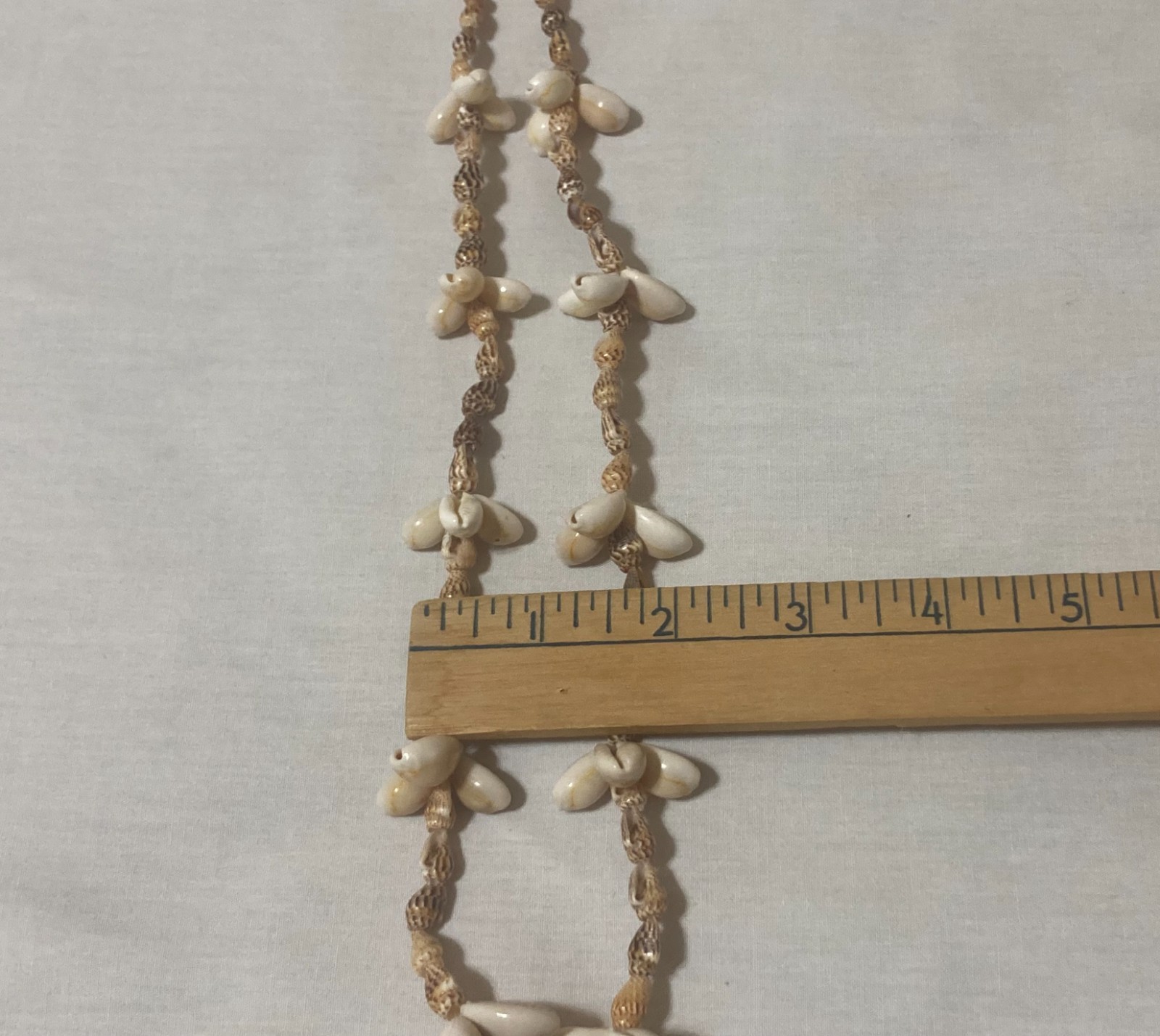 Vintage Cowrie Shell Necklace Beaded Tassel Beach Surfer 28”