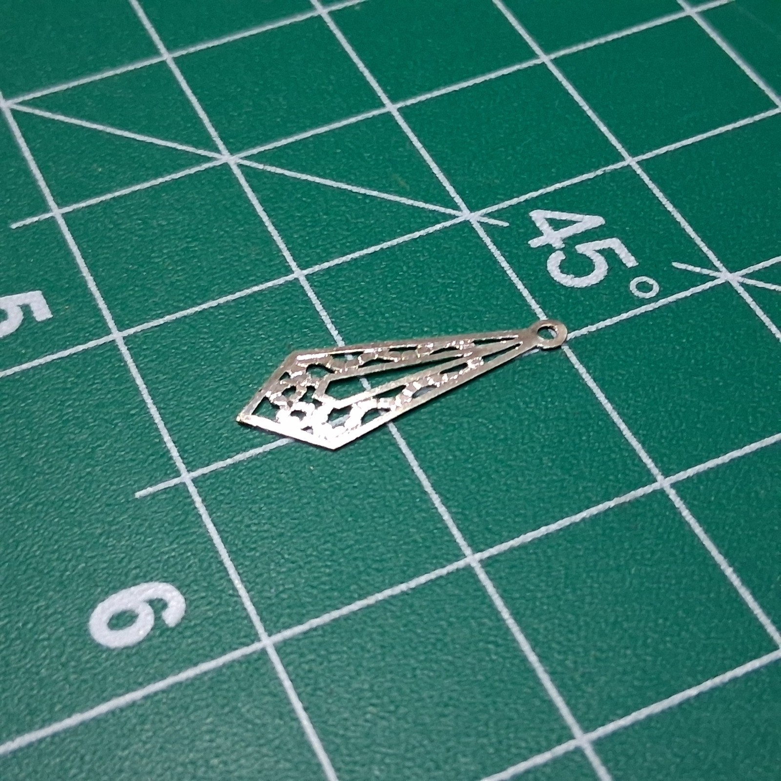 Vintage Polished Stamped Stainless Steel Neck Tie Shaped Teardrop Design Charm