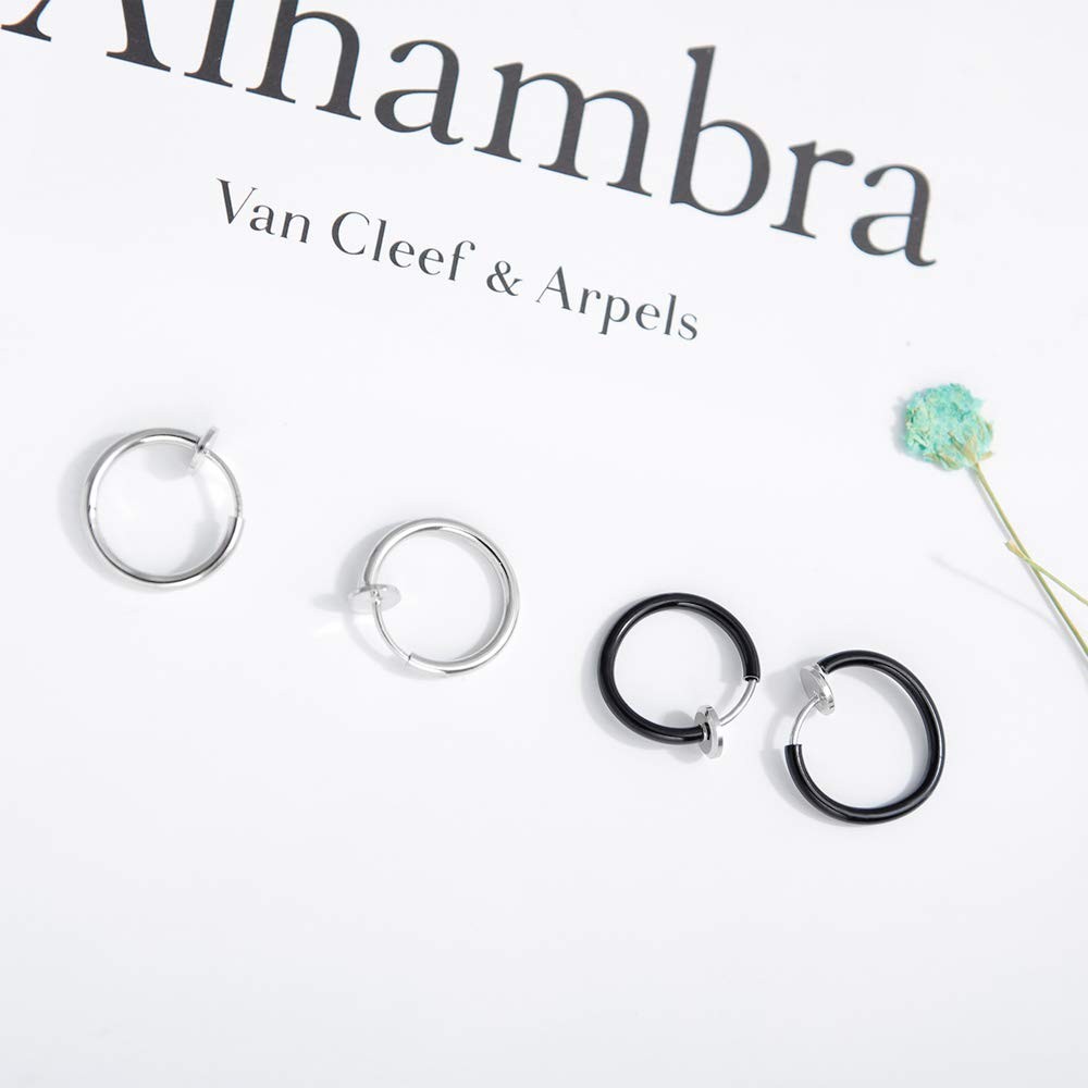 Women Clip On Hoop Earrings Stainless Steel Clip On Earrings Non-Pierced 1-3Pair