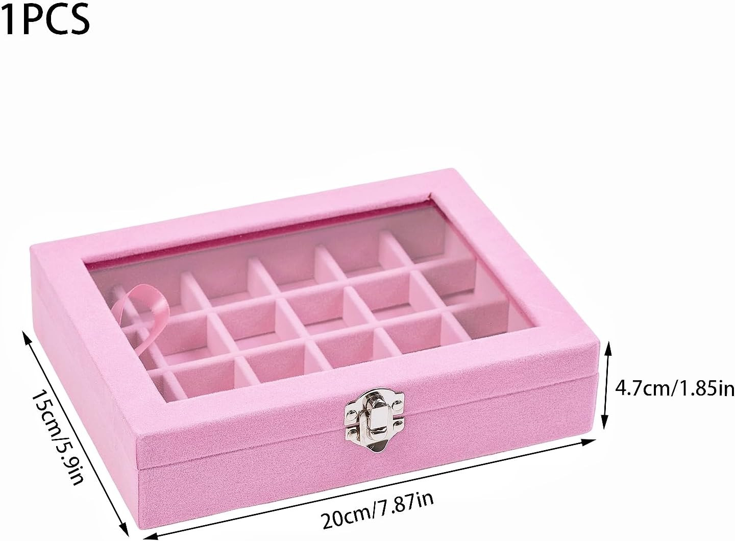 24 Grid Jewelry Ring Display Organizer Box, Pink Earrings Holder Tray, Small Jew