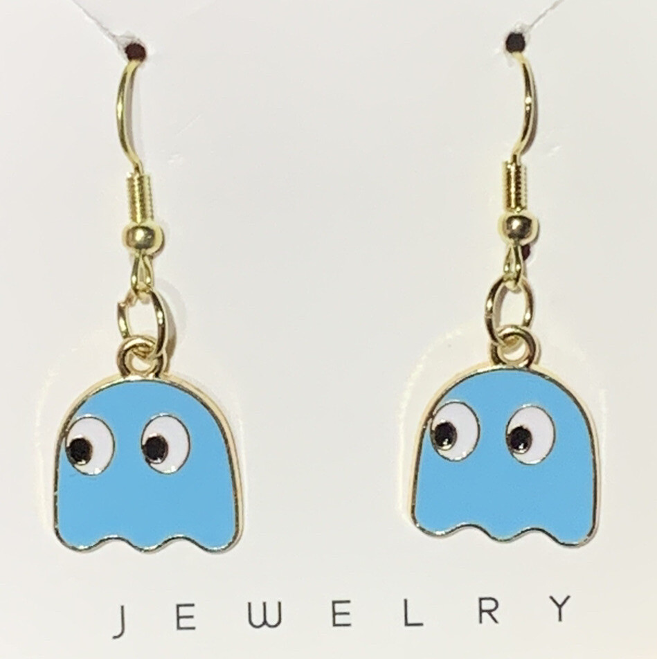 Gold Ghost From Pac-Man & Ghost Drop Dangle Earrings!!