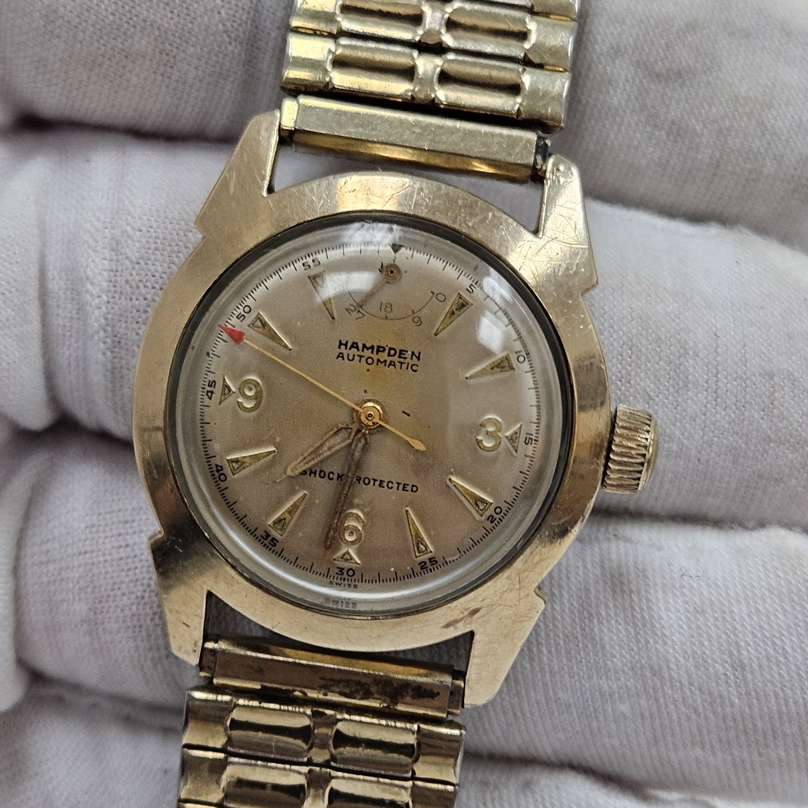 Vintage Hampden Automatic Power Reserve Indicator Mens Wrist Watch Rare AS-IS