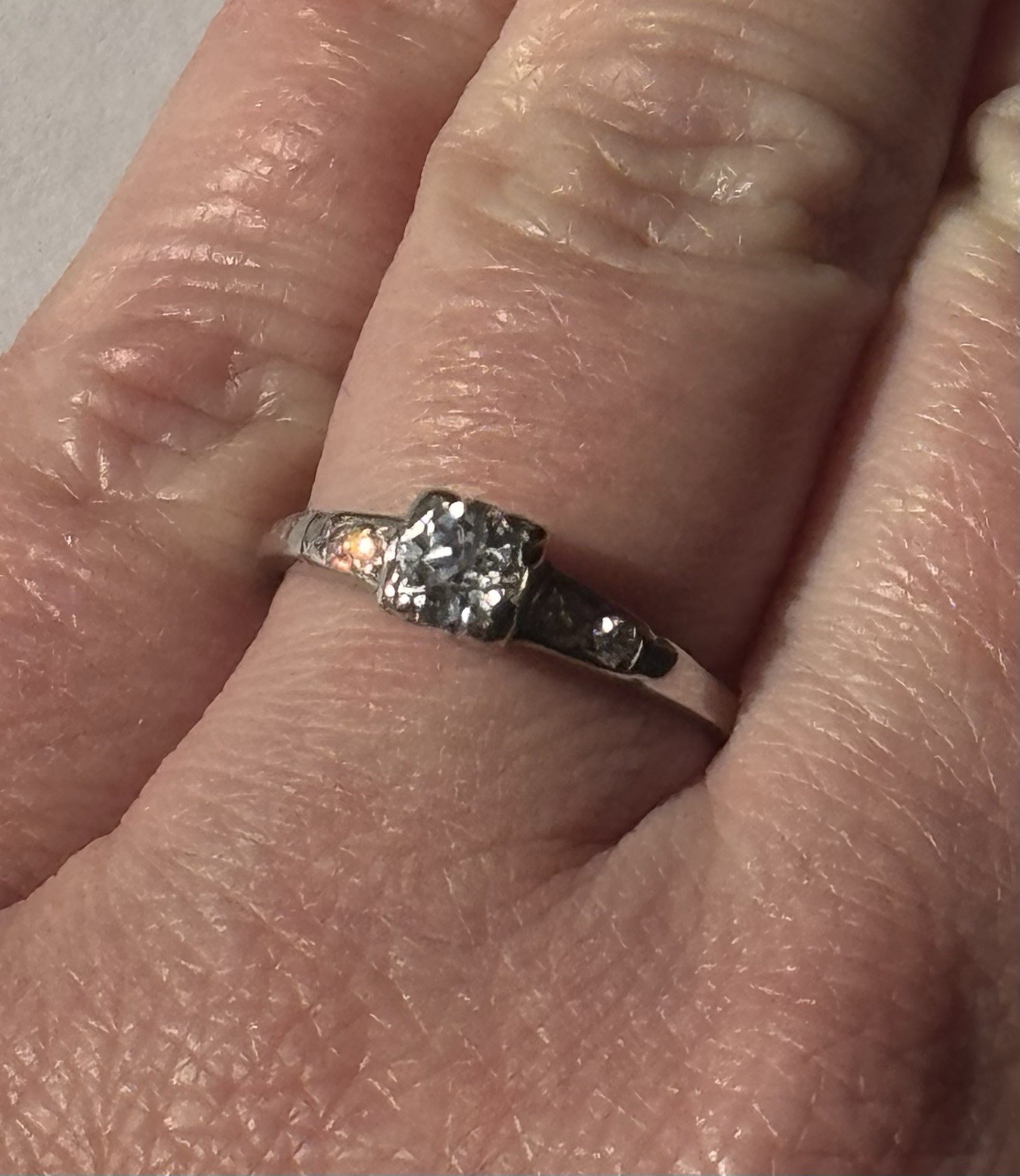 Antique 900 Platinum Victorian Old Mine Cut Diamond Solitaire Ring 0.57 ctw