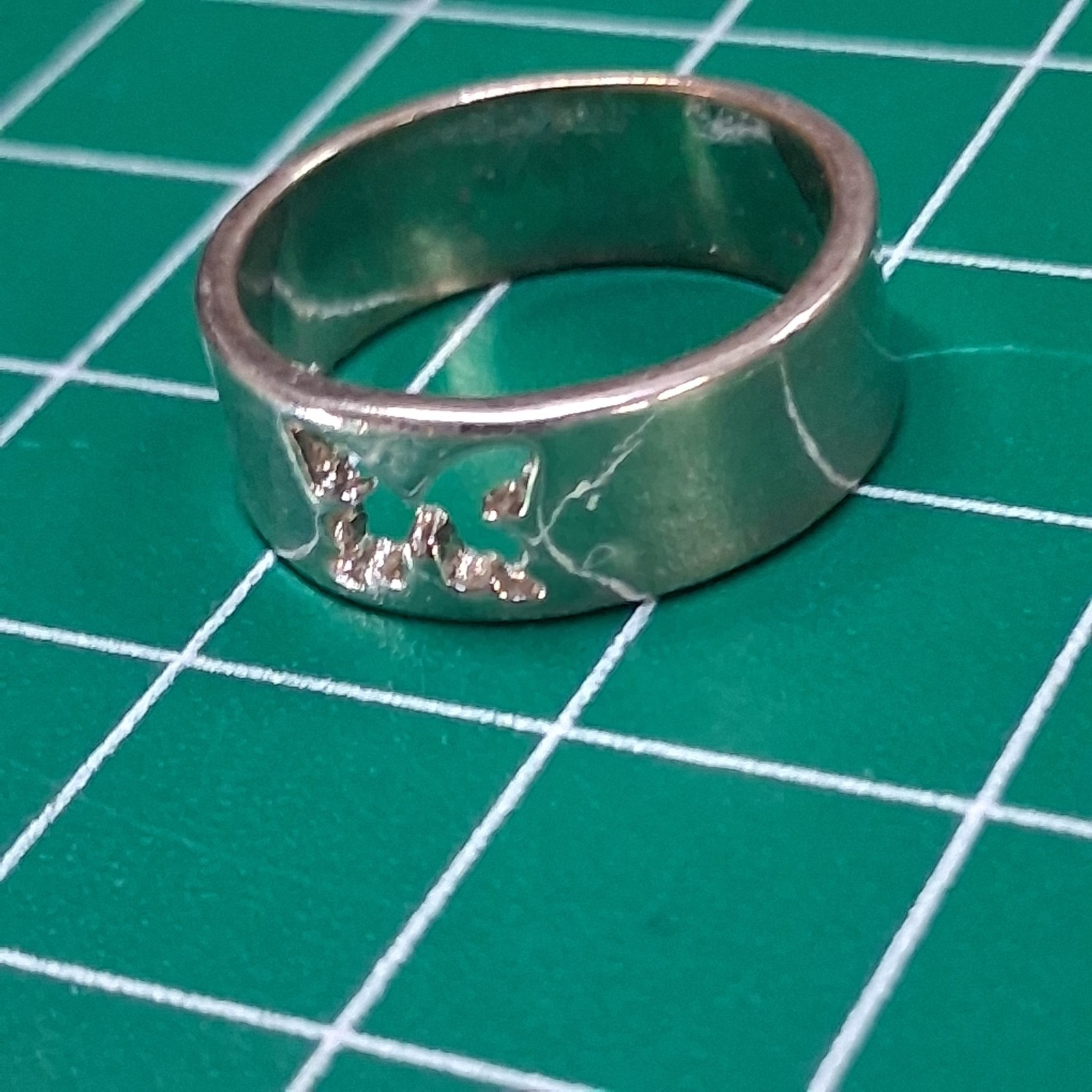 Vintage Polished Stainless Steel Laser Cut Butterfly Design Size 7.5 Band Ring