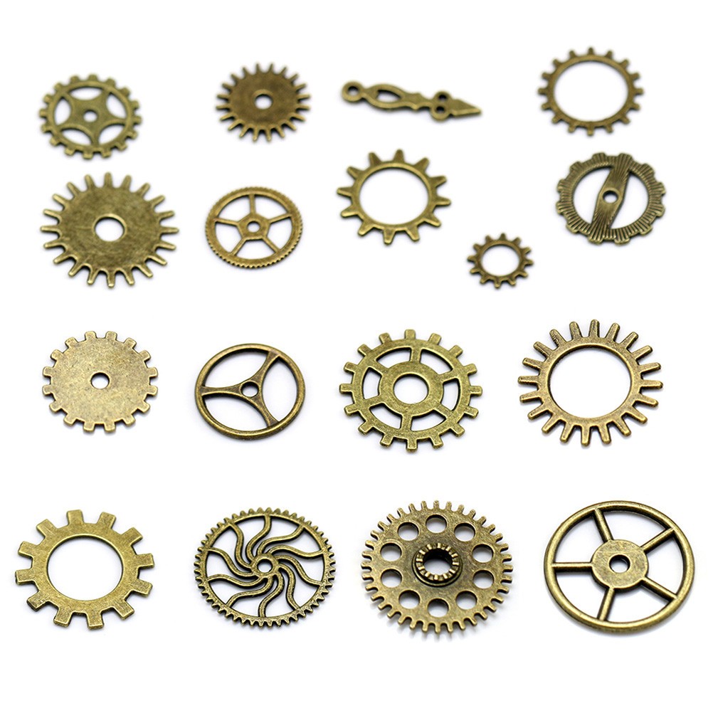 17Pcs Alloy Gear Pendant Charms Bulk for DIY Jewelry Making Golden Steampunk