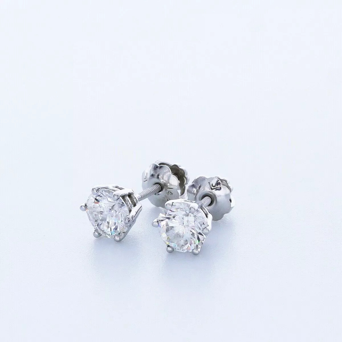 Stud Earrings Classic Solid 14K White Gold 1.26 CT Round Natural Diamond G SI1