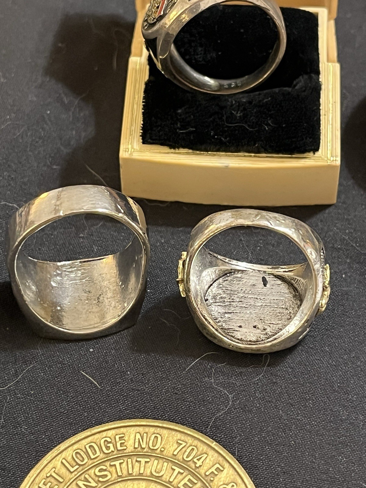 Vintage Masonic Estate Lot Knights Templar Rings Pins Buckle Coins Tie Bar