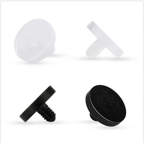 4mm Flat Disc Acylic Black & Clear Dermal Anchor Top Retainer