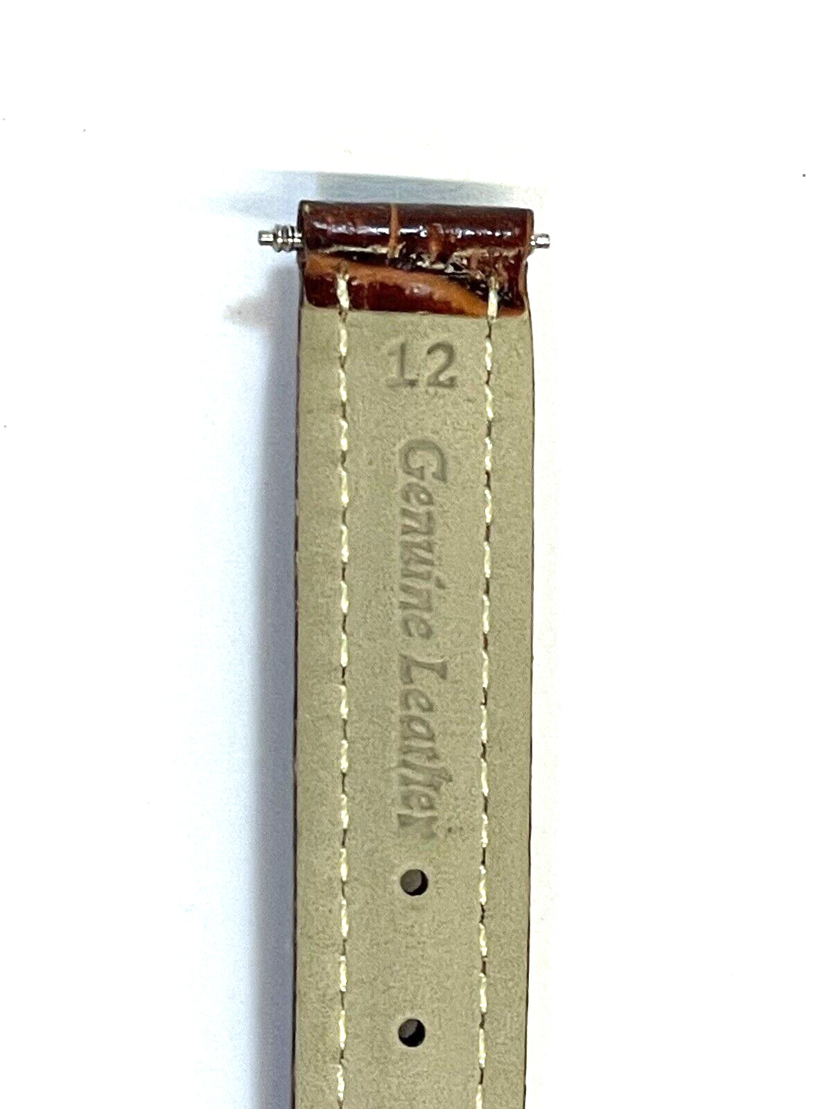 Flex-on 11mm Brown Genuine Leather Watch Band With Gold-tone Buckle