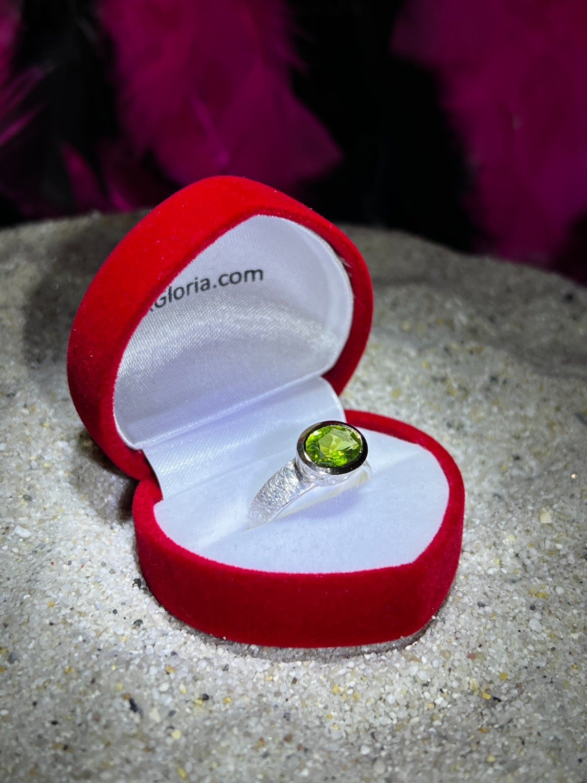 Green Tourmaline Sterling Silver Ring With 18K Gold Vermeil Setting