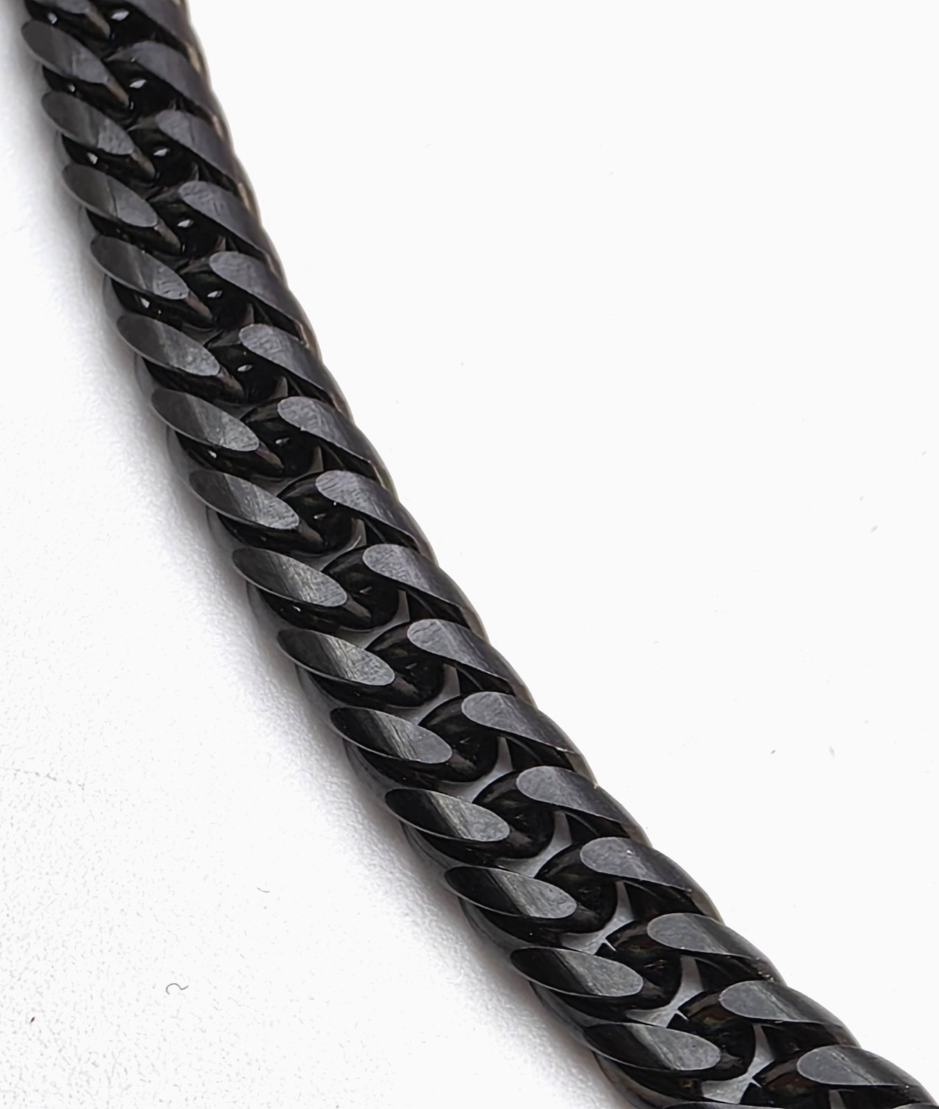 Steel Time Black Stainless Steel Curb Chain Necklace Bracelet Set 24in 8.25in