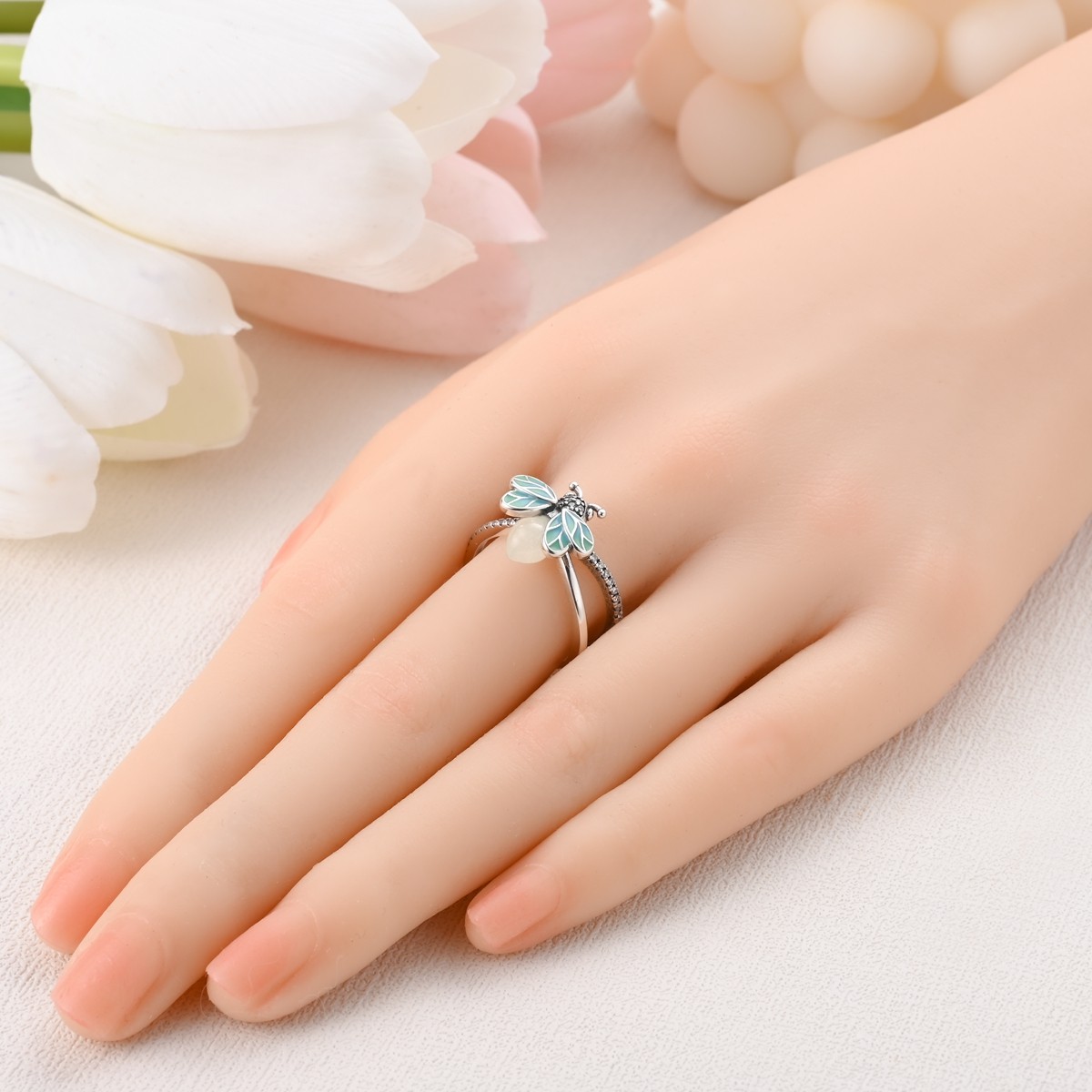 LAZA 925 Sterling Silver Finger Ring Summer Night Luminous Firefly Women Jewelry