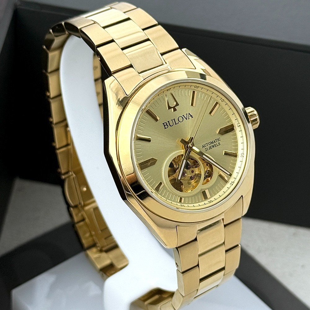 Bulova Men’s Surveyor Champagne Dial Stainless Steel Automatic Watch 97A182
