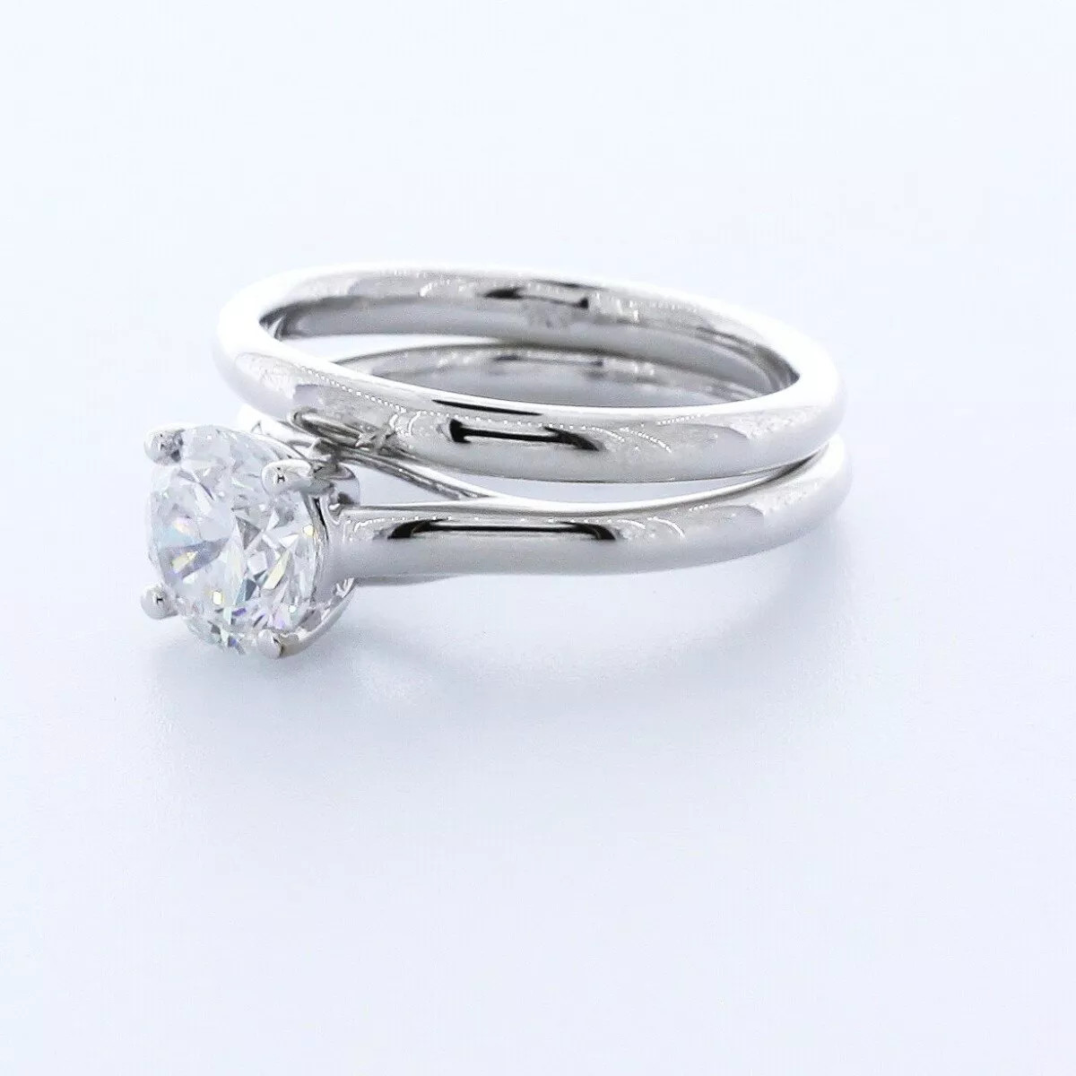 14K Gold Solitaire Engagement Ring Set 1.55 Carat Round Lab-Grown Diamond G VS1