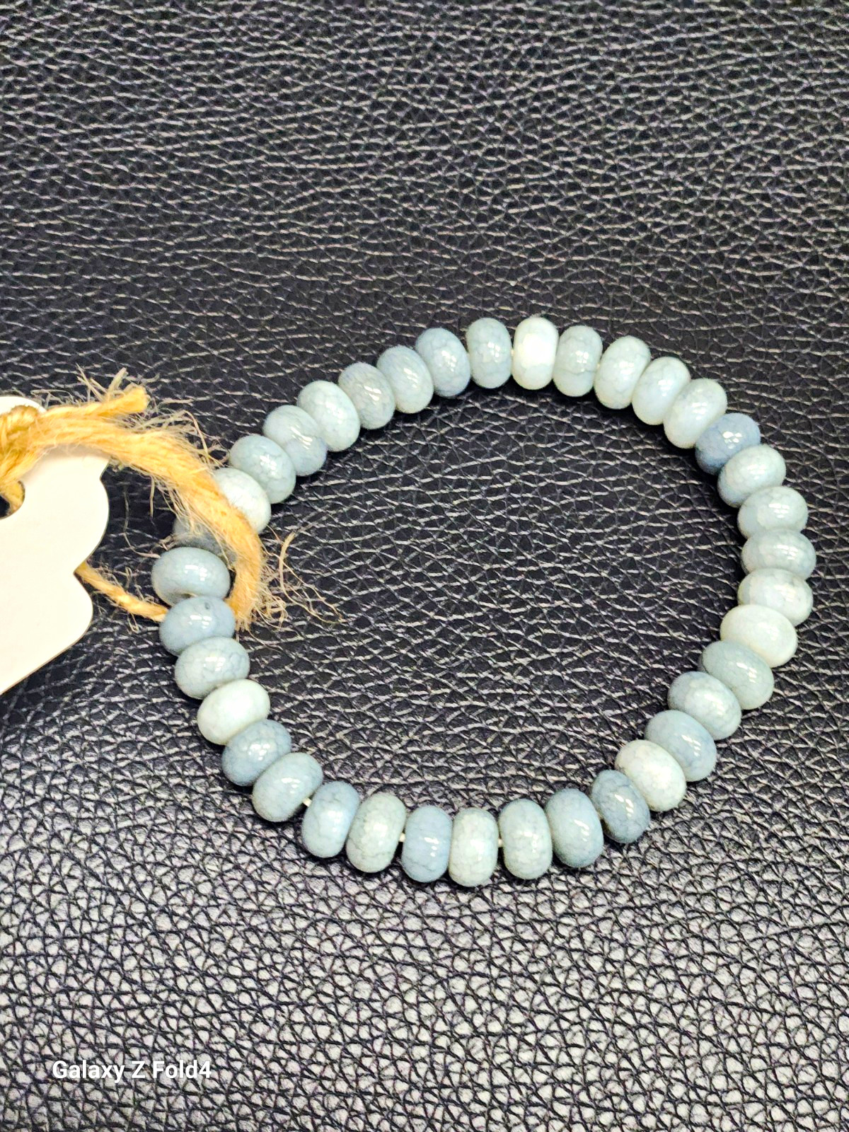 Blue Round Stone Beaded Stretch Bracelet, Made In Turkey, No Closure, Sizable