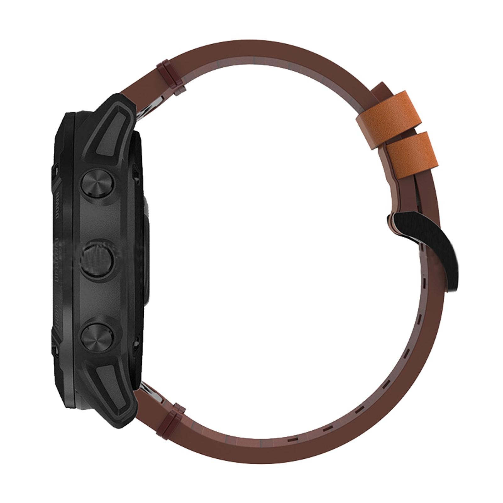 22mm Brown Leather Watchband Strap Quick Wristband For Garmin Fenix 5 6 7 G