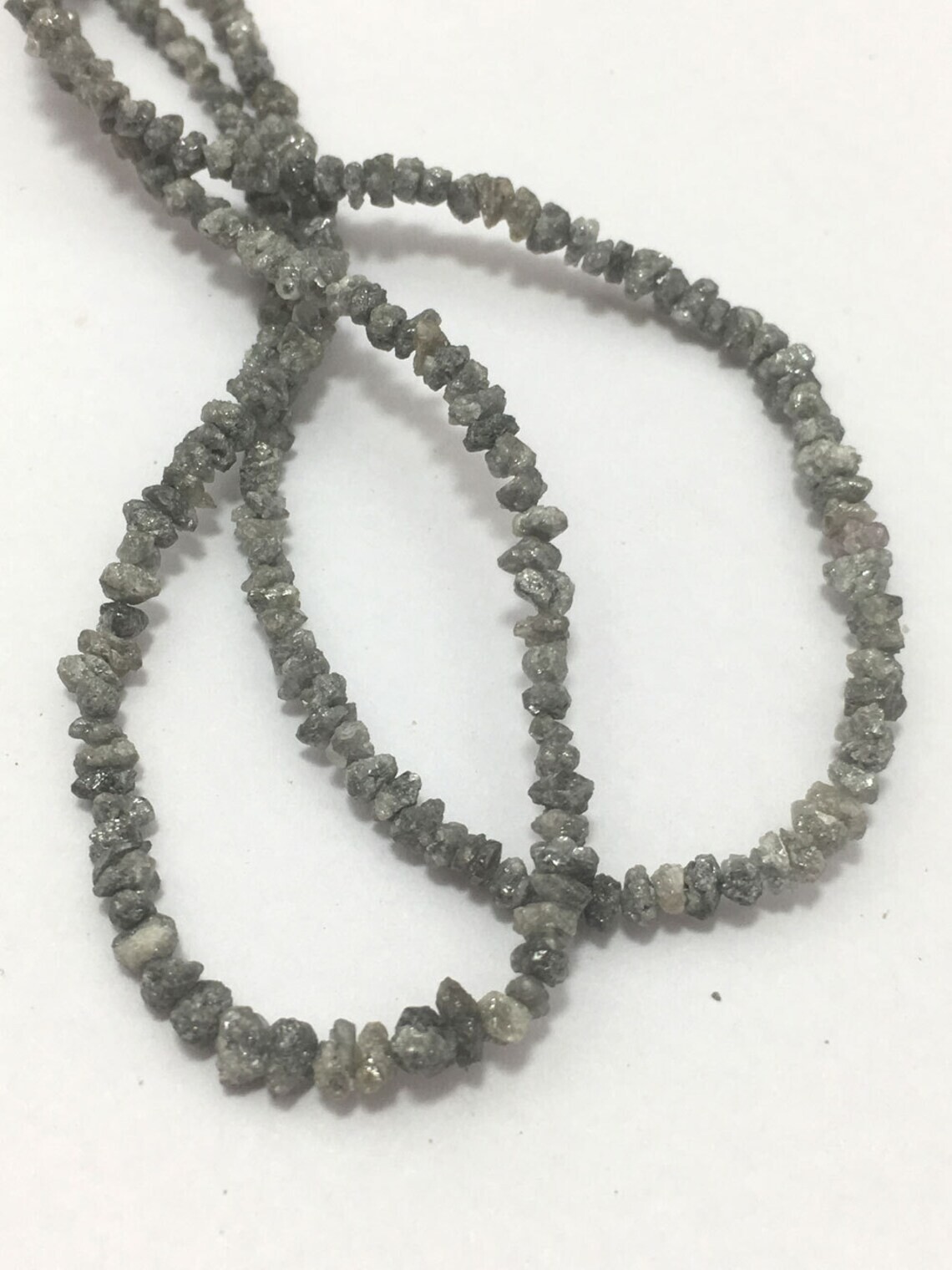 Natural Grey Uncut Diamond Beads 2.5 to 3.5mm 17″ Strand
