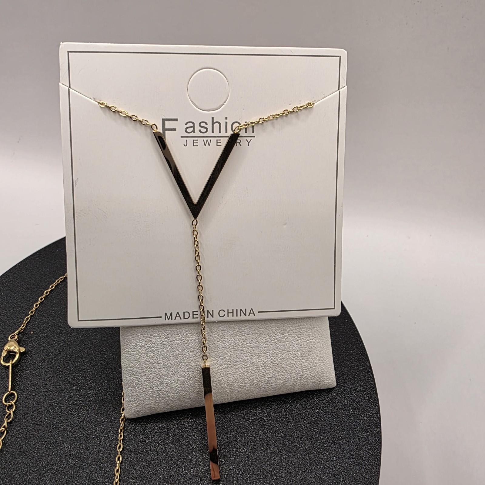 Stainless Steel Copper Plated 16″Necklace w/85mm Y Pendant