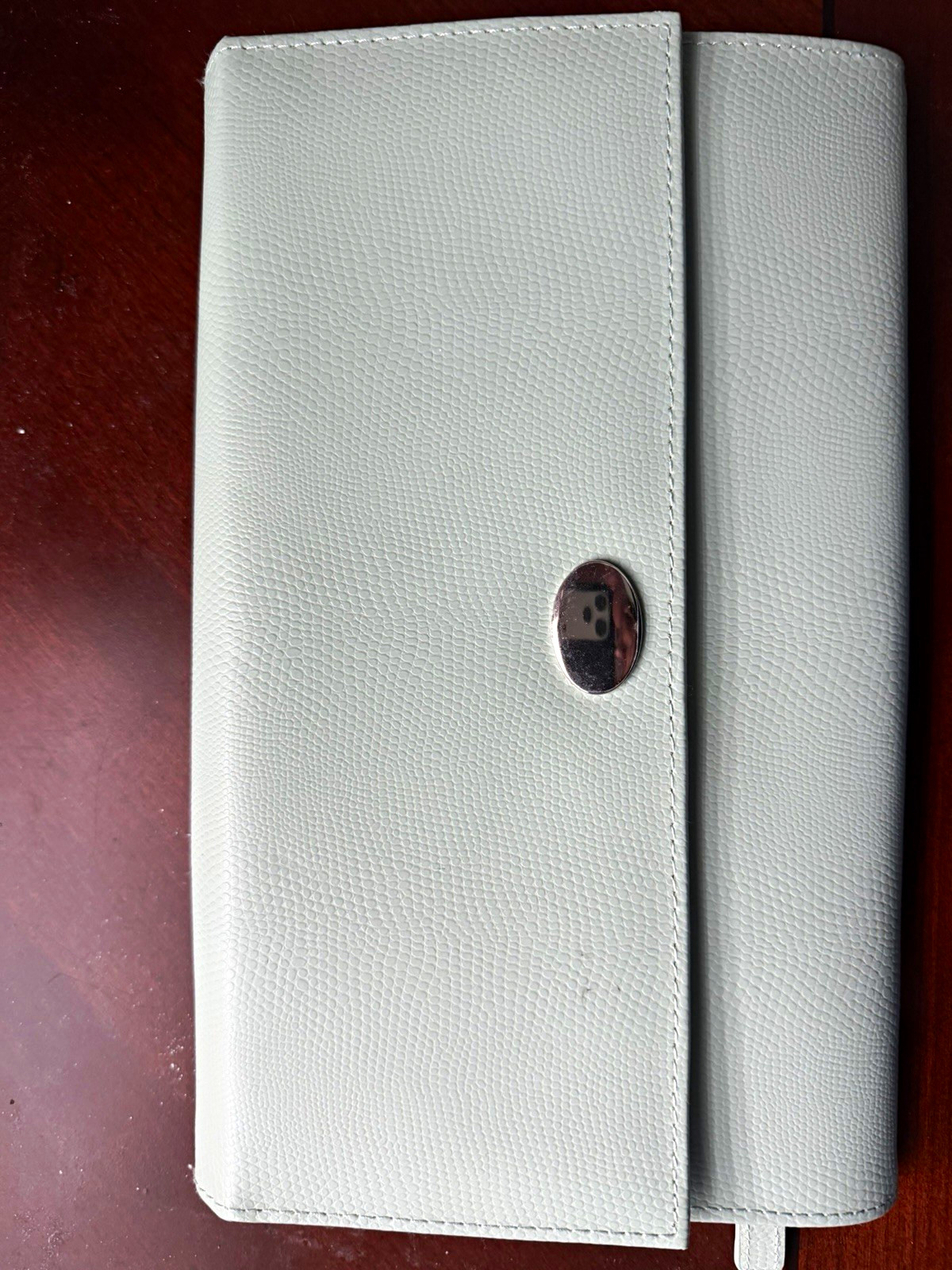White Faux Leather Lined Travel Jewelry Roll, Snap Closure, Holds 4 Pieces